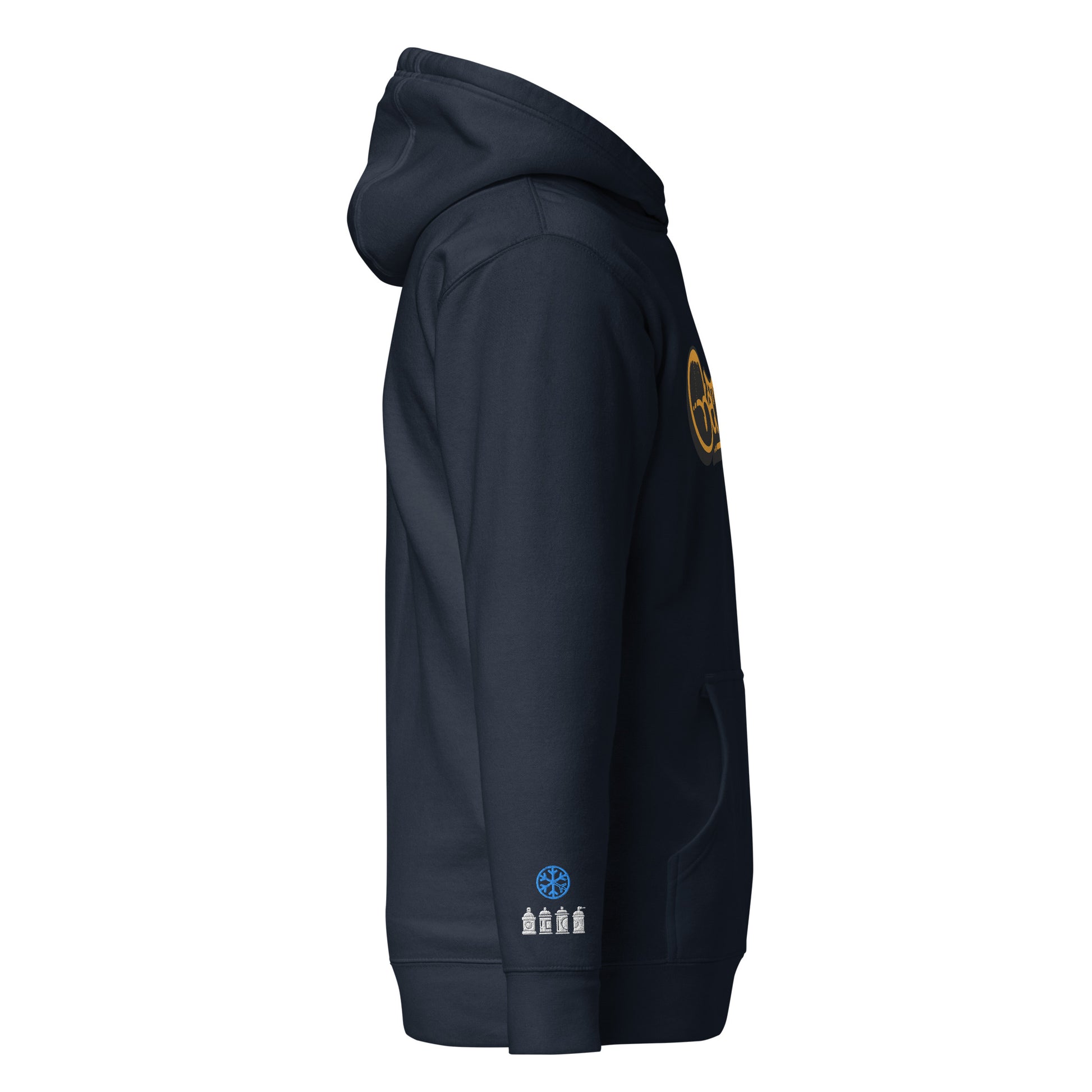Navy-Get Down Graffiti Tag Hoodie from B.Different Clothing, side view, graffiti-inspired streetwear