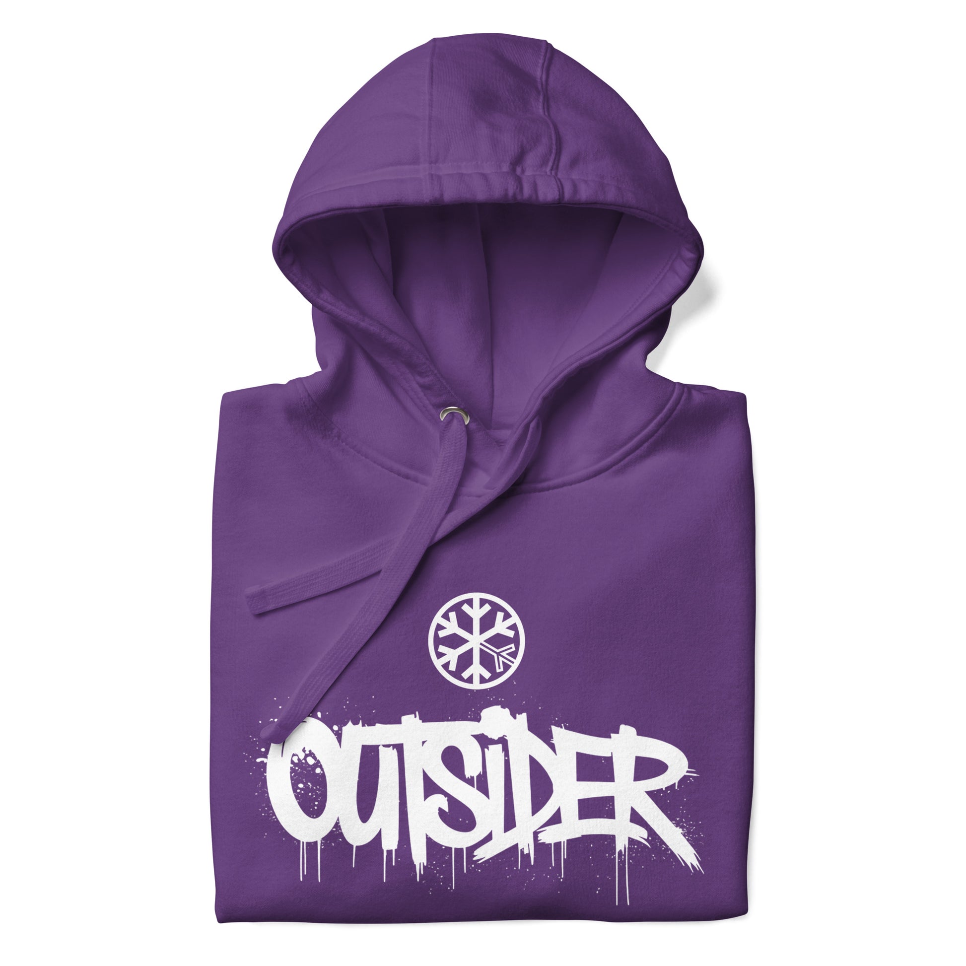 Purple-Outsider Graffiti Tag Sweatshirt from B.Different Clothing, folded, graffiti-inspired streetwear