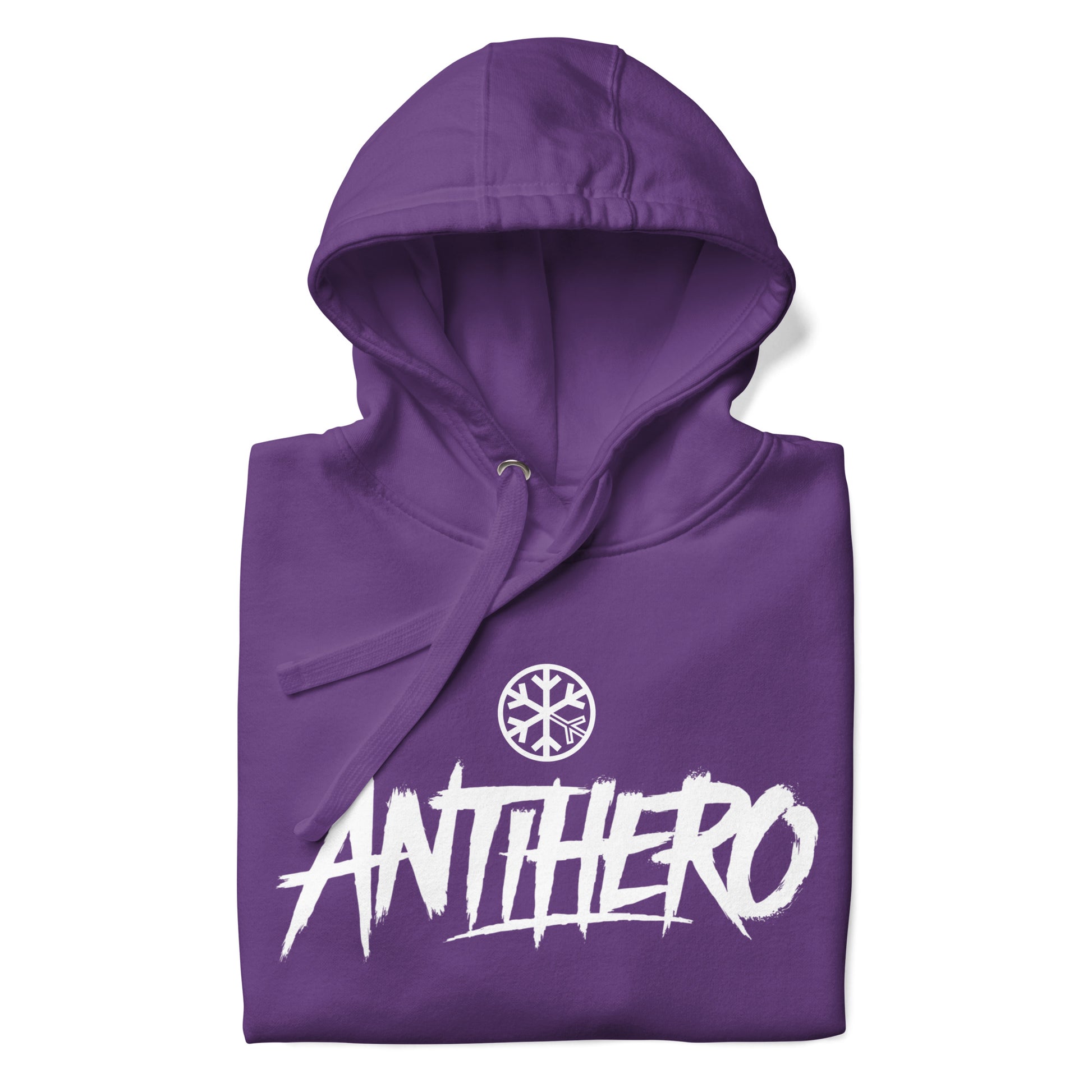 Purple-Antihero Graffiti Tag Hoodie from B.Different Clothing, folded, graffiti-inspired streetwear
