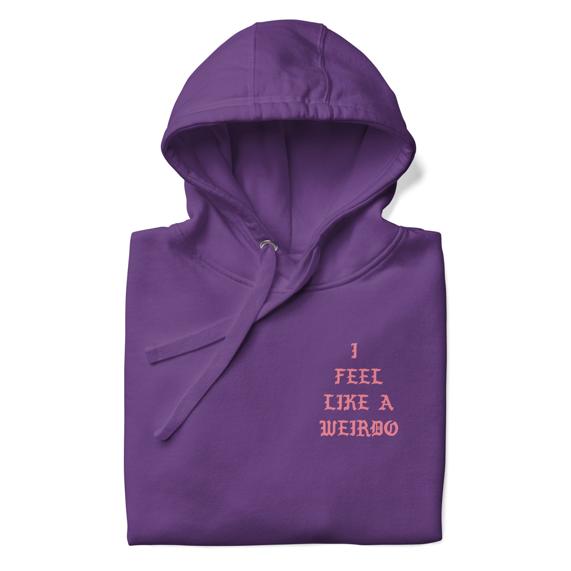Purple-I Feel Like a Weirdo Hoodie from B.Different Clothing, folded, graffiti-inspired streetwear