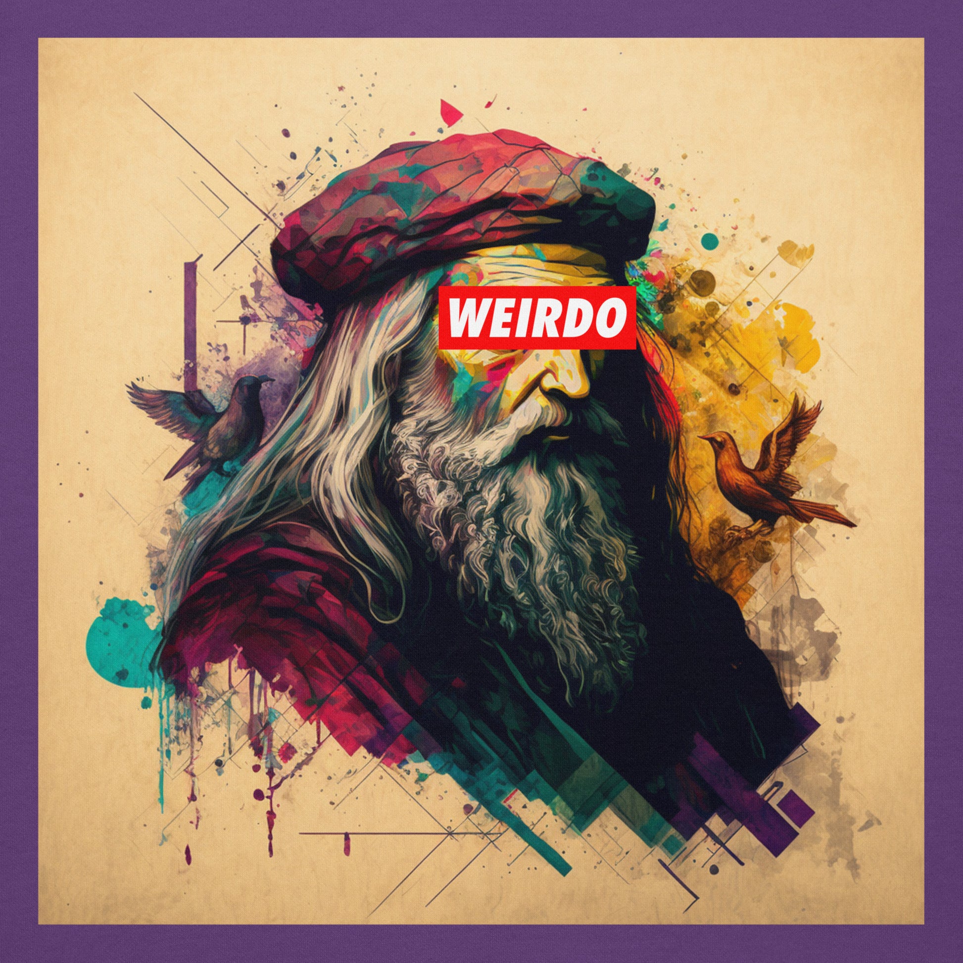 Purple-Leonardo da Vinci Hoodie from B.Different Clothing, graphic, graffiti-inspired streetwear