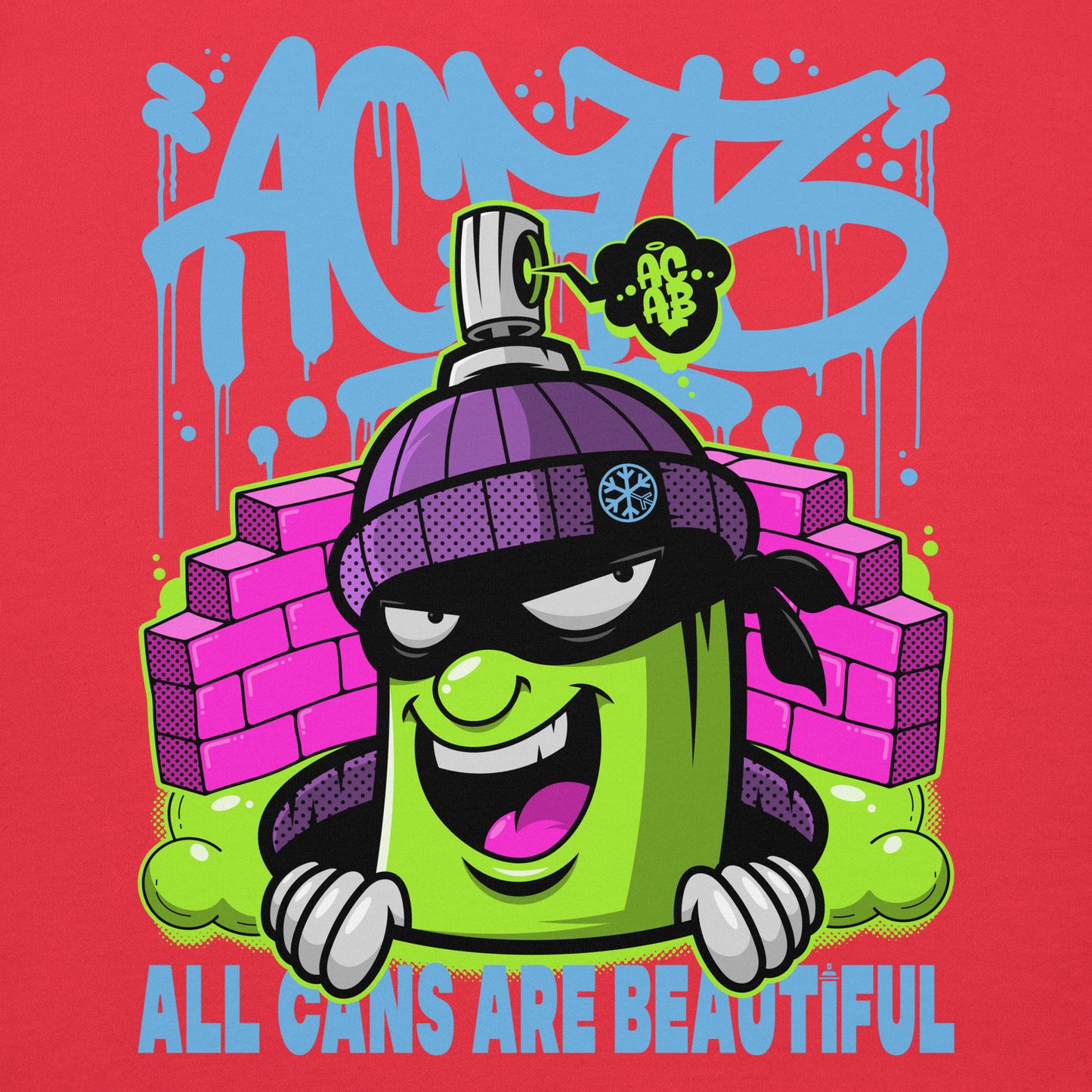 Red-ACAB Graffiti Character Hoodie from B.Different Clothing, graphic, graffiti-inspired streetwear