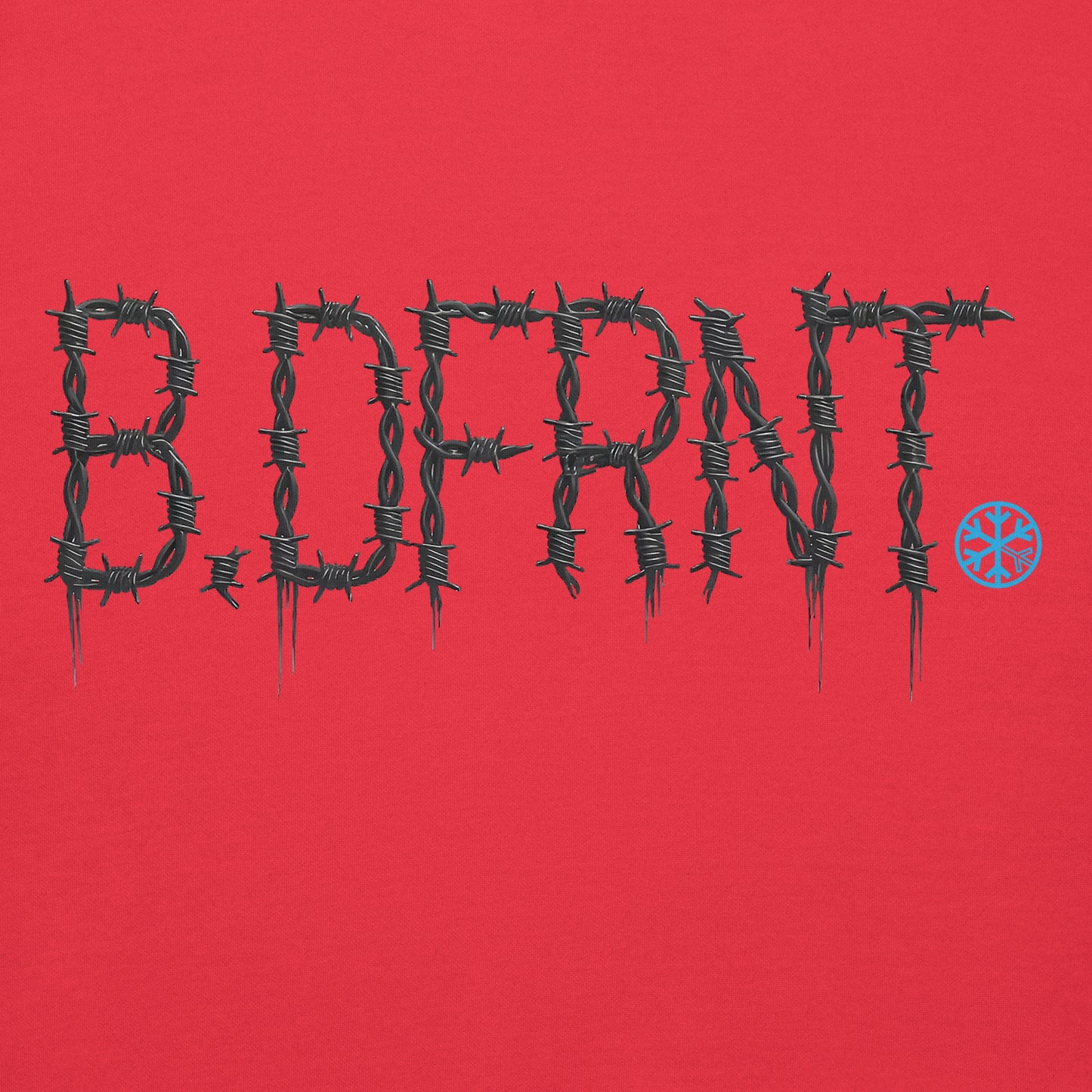 Red-B.DFRNT Barbed Wire Hoodie from B.Different Clothing, graphic, graffiti-inspired streetwear