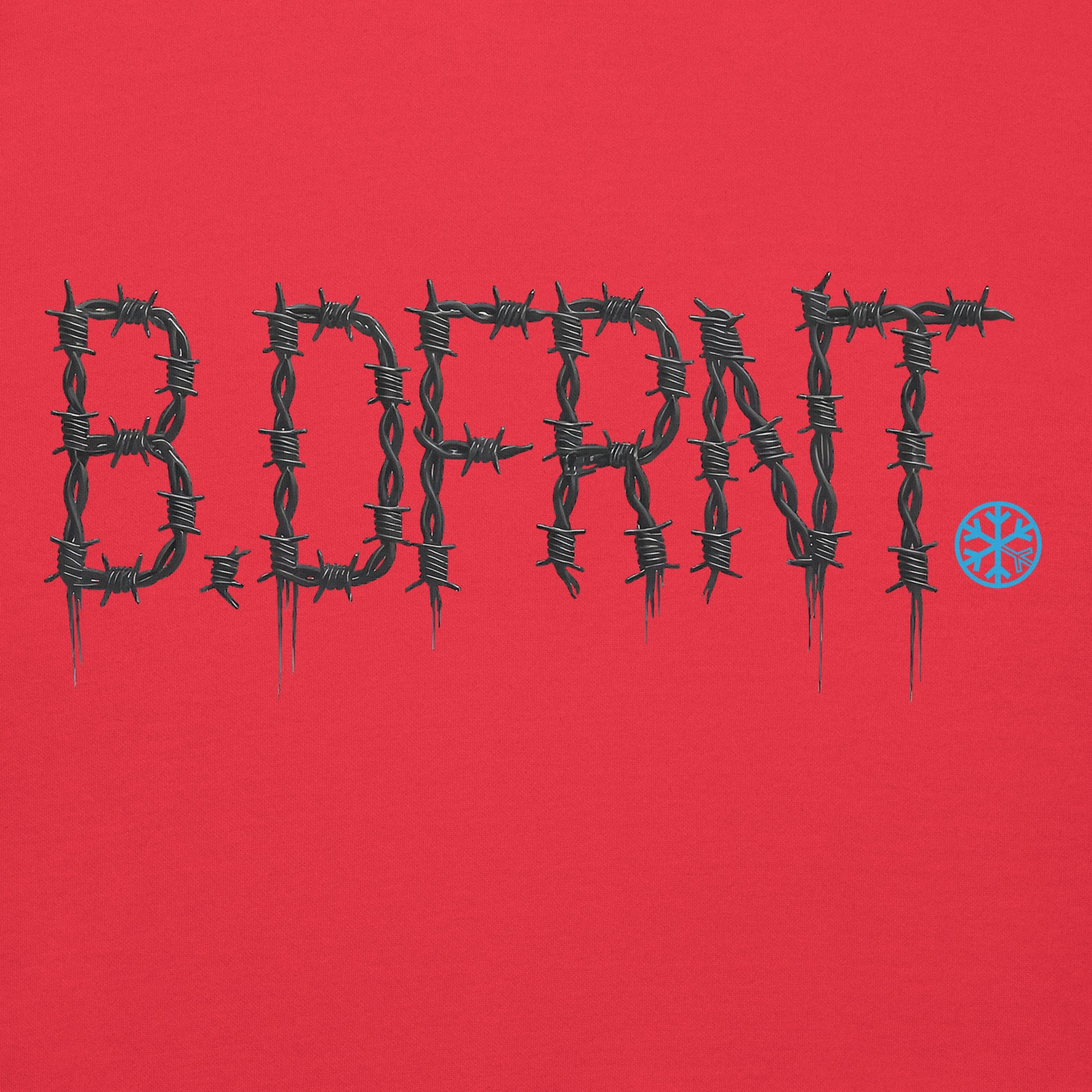 Red-B.DFRNT Barbed Wire Hoodie from B.Different Clothing, graphic, graffiti-inspired streetwear