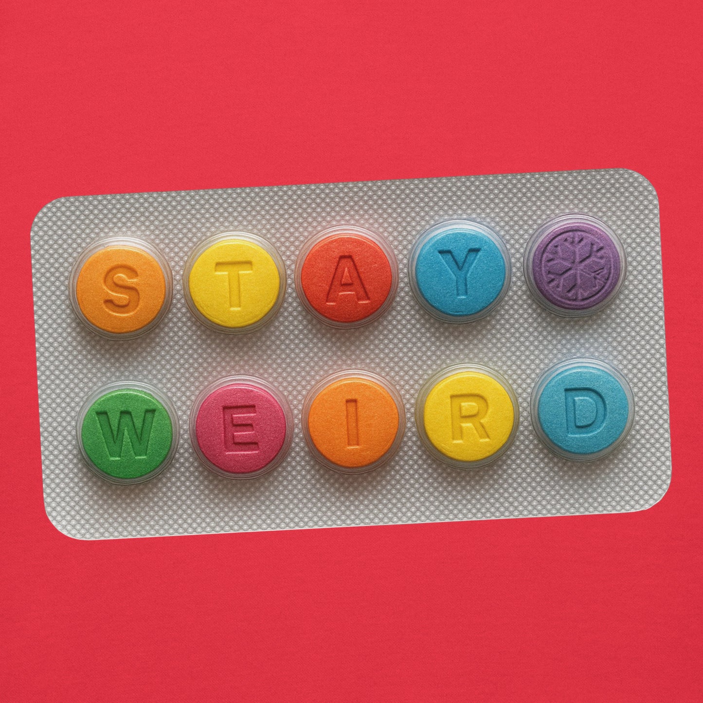 Red-Stay Weird Pills Hoodie from B.Different Clothing, graphic, graffiti-inspired streetwear
