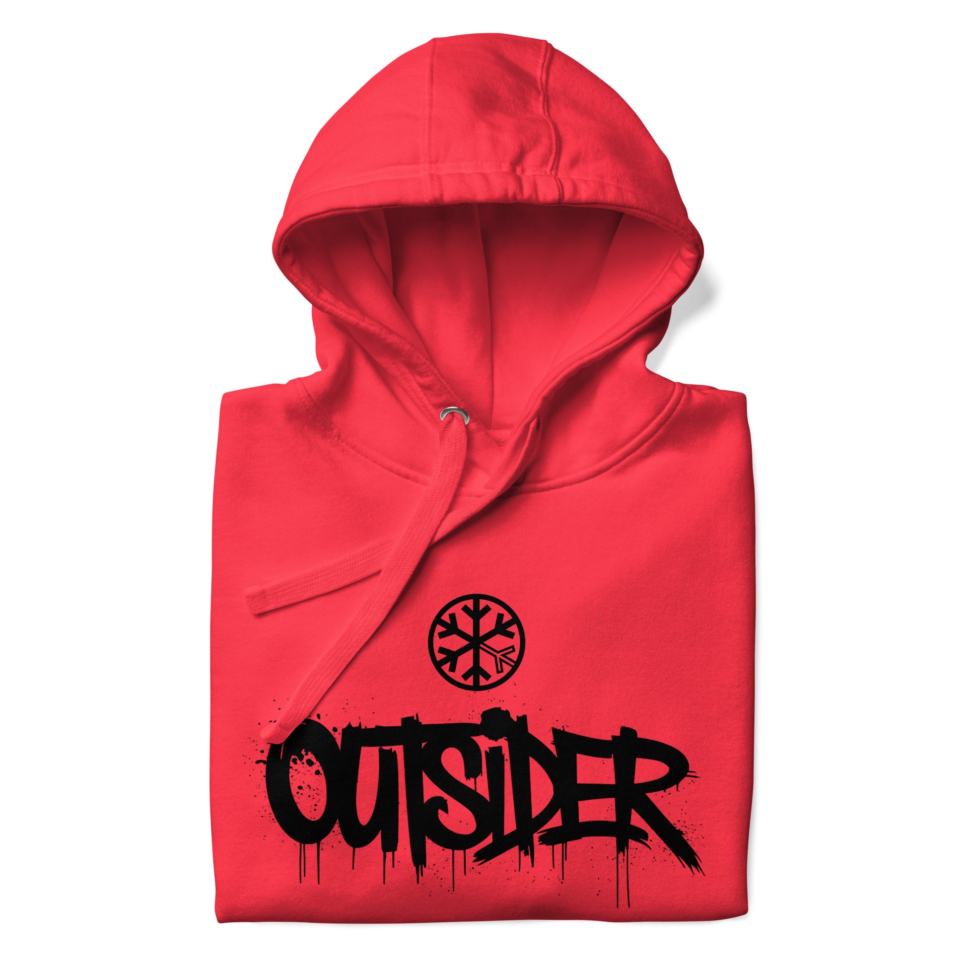 Red-Outsider Graffiti Tag Sweatshirt from B.Different Clothing, folded, graffiti-inspired streetwear