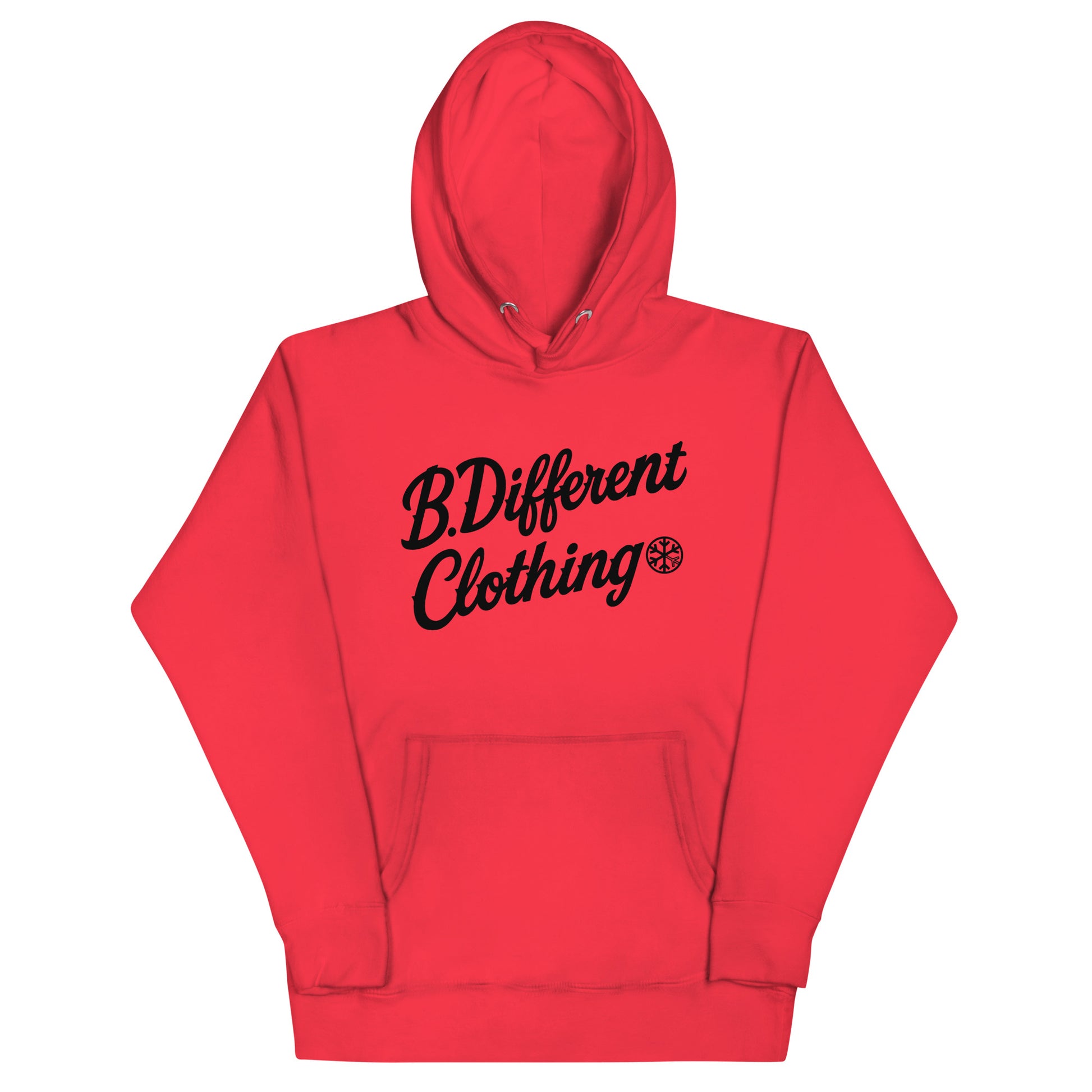 Red-The League Hoodie from B.Different Clothing, front view, graffiti-inspired streetwear