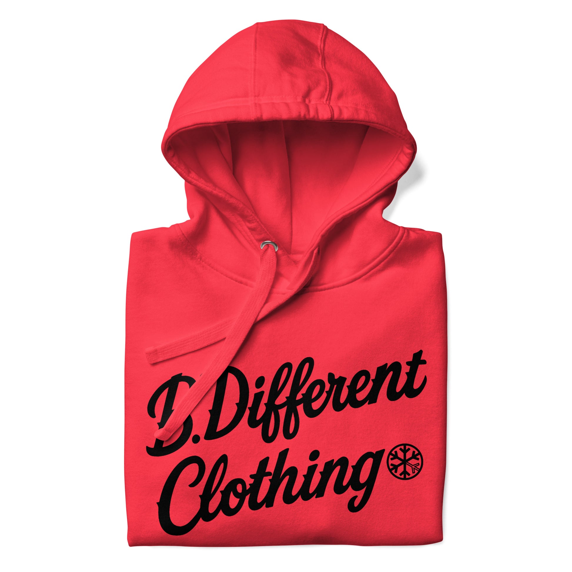 Red-The League Hoodie from B.Different Clothing, folded, graffiti-inspired streetwear
