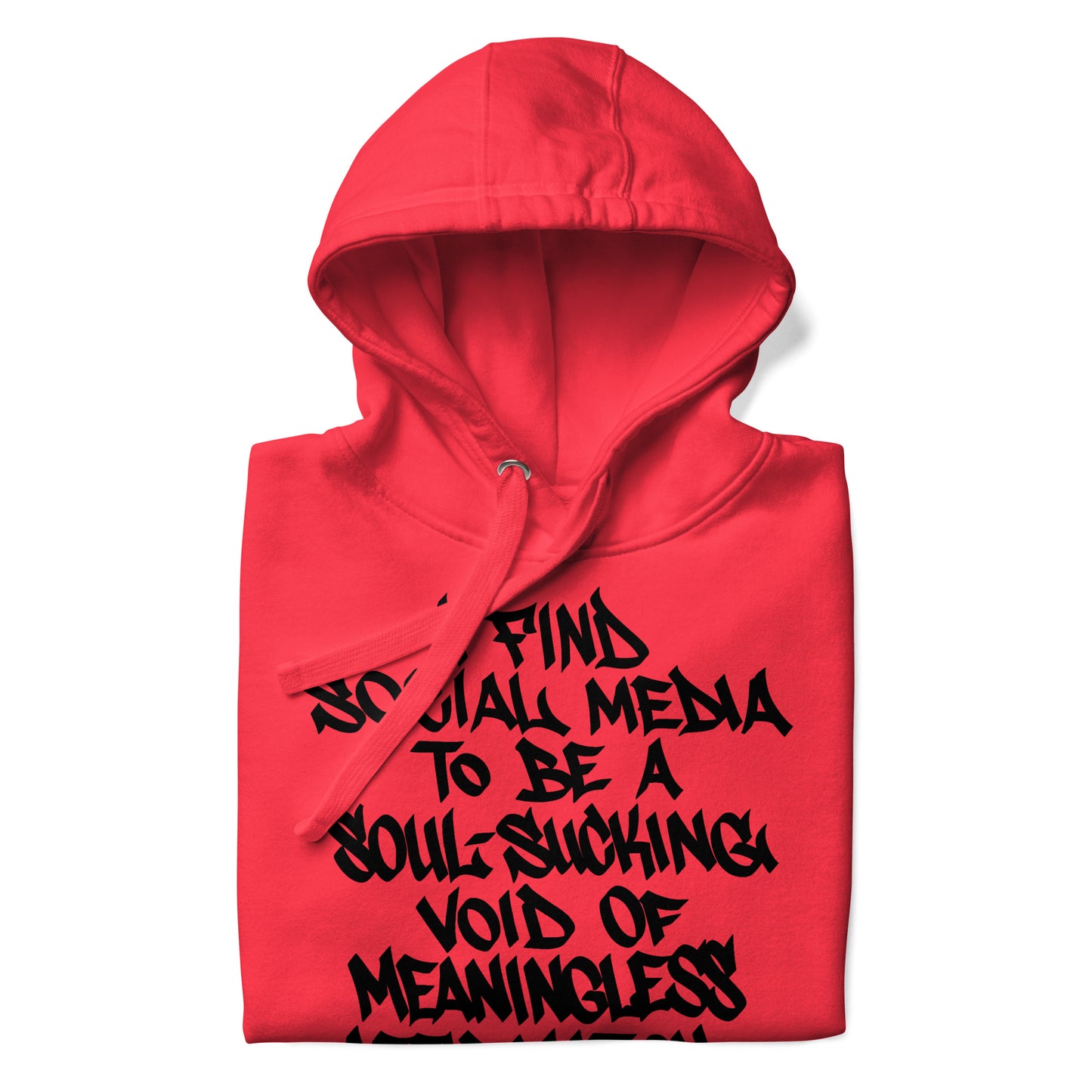 Red-Social Media Graffiti Tag Hoodie from B.Different Clothing, folded, graffiti-inspired streetwear