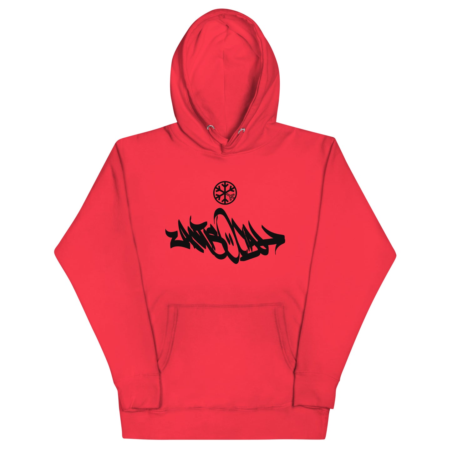 Red-Antisocial Graffiti Tag Hoodie from B.Different Clothing, front view, graffiti-inspired streetwear