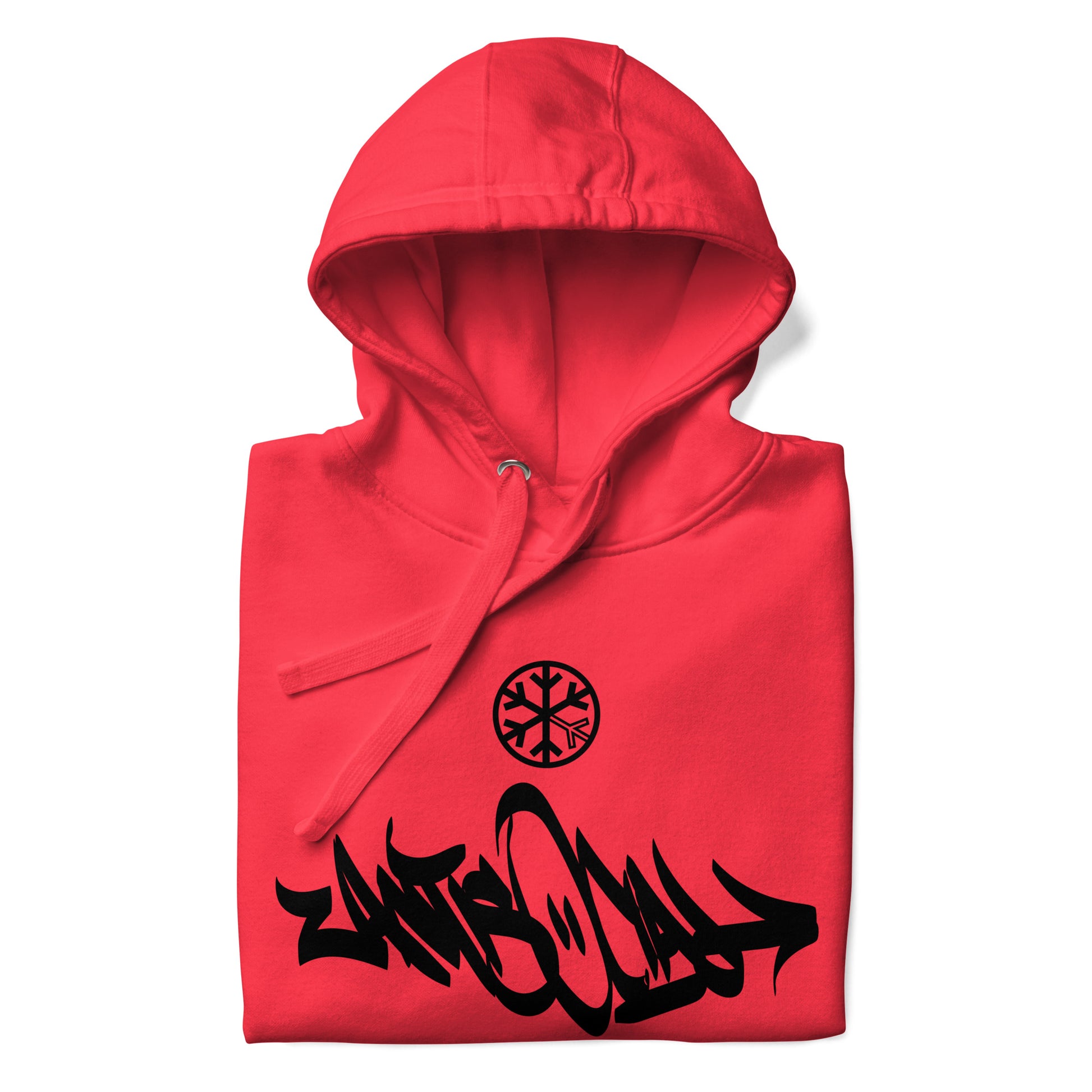 Red-Antisocial Graffiti Tag Hoodie from B.Different Clothing, folded, graffiti-inspired streetwear