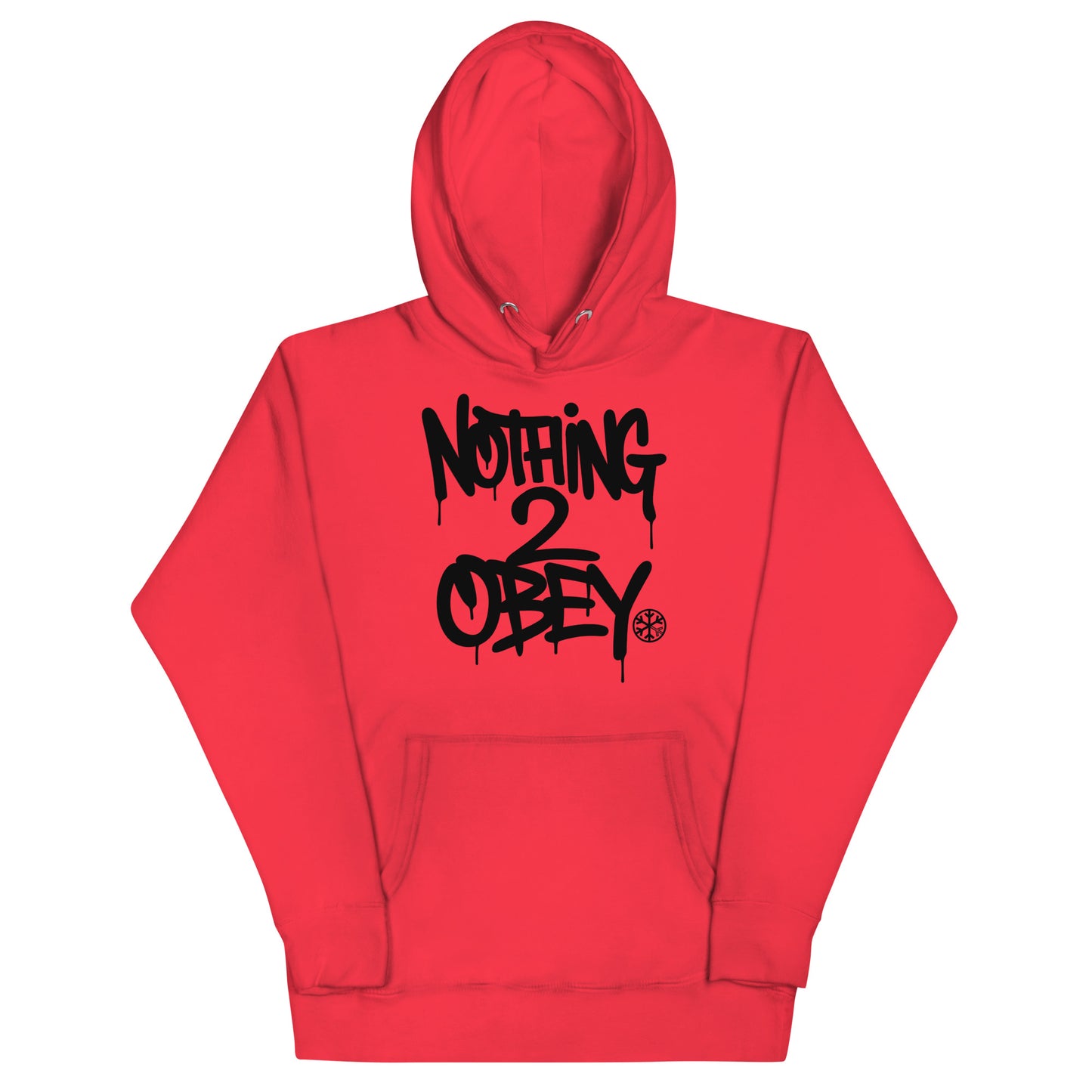 Red-Nothing 2 Obey Graffiti Hoodie from B.Different Clothing, front view, graffiti-inspired streetwear