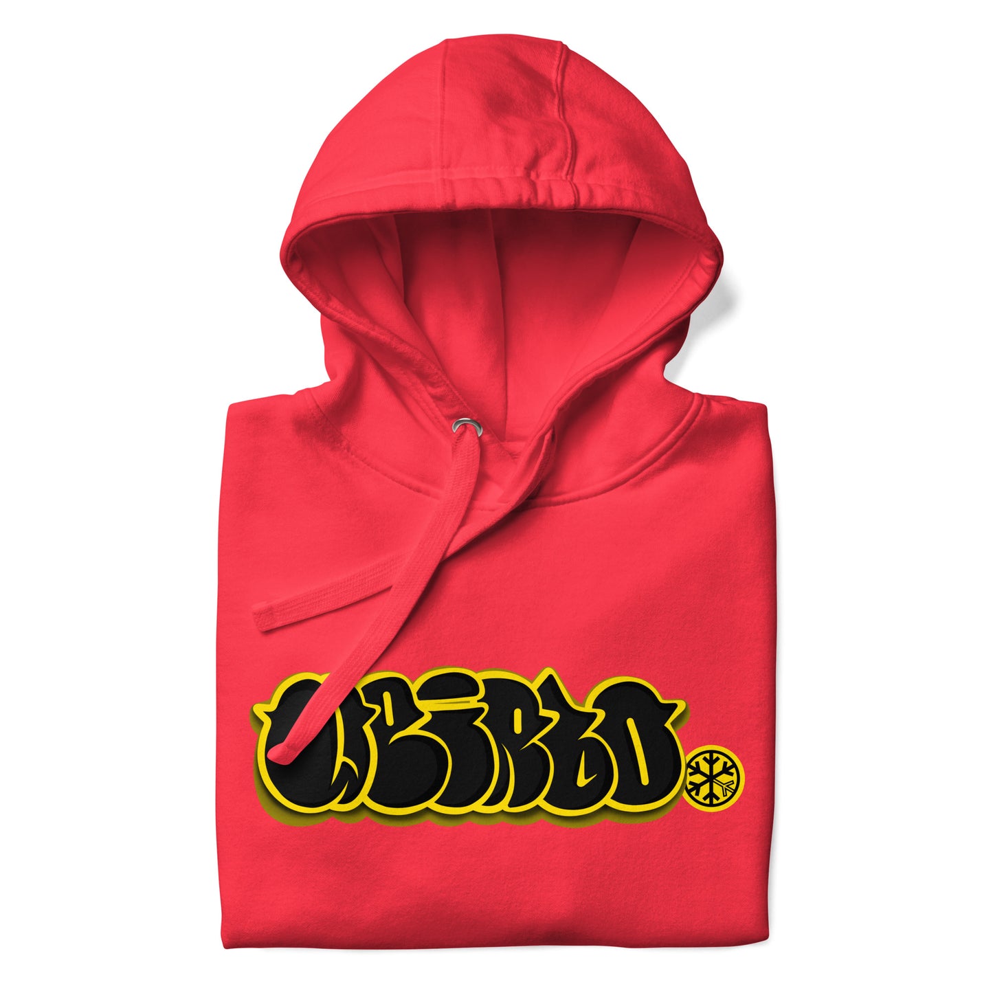 Red-Weirdo Graffiti Throwie Hoodie from B.Different Clothing, folded, graffiti-inspired streetwear