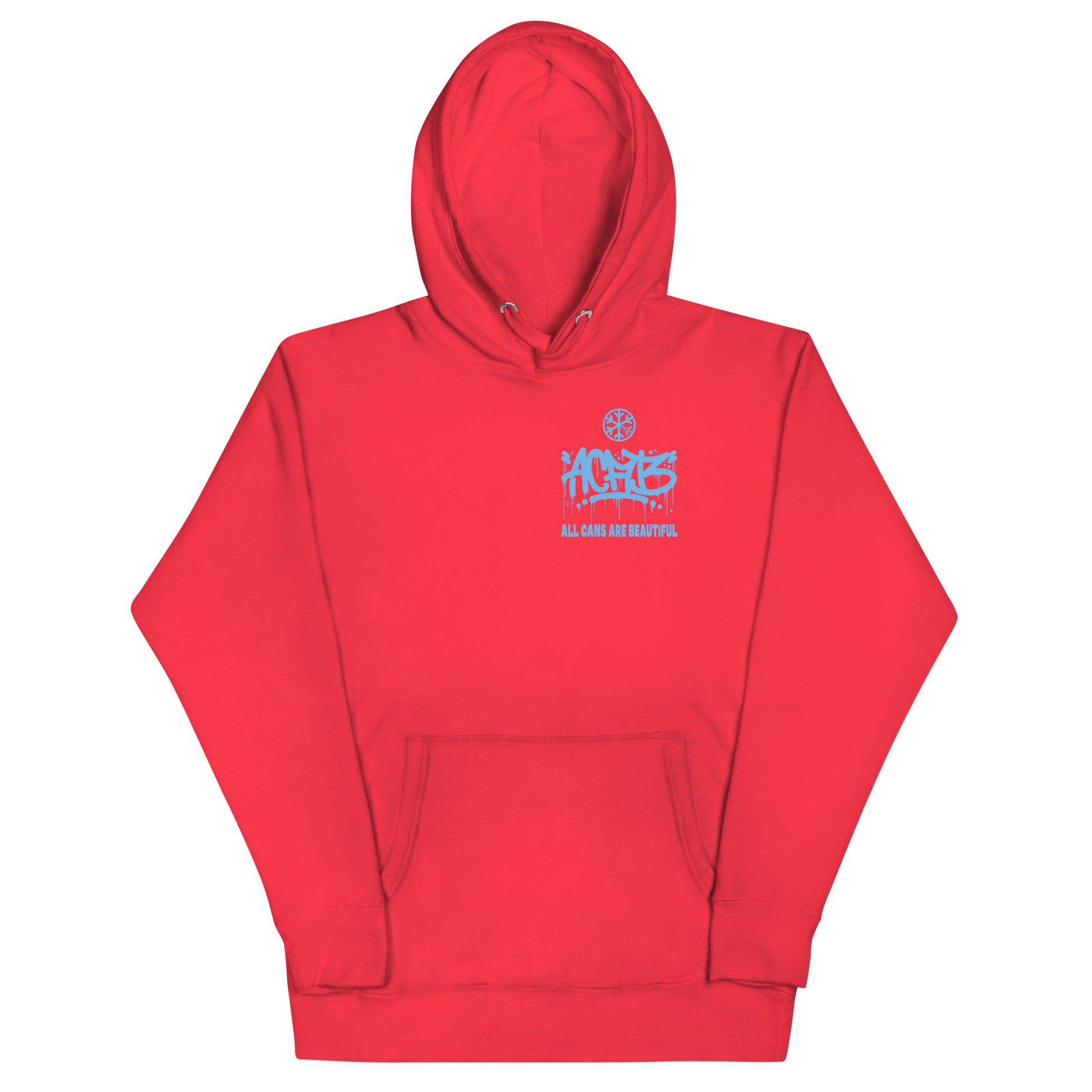 Red-ACAB Graffiti Character Hoodie from B.Different Clothing, front view, graffiti-inspired streetwear