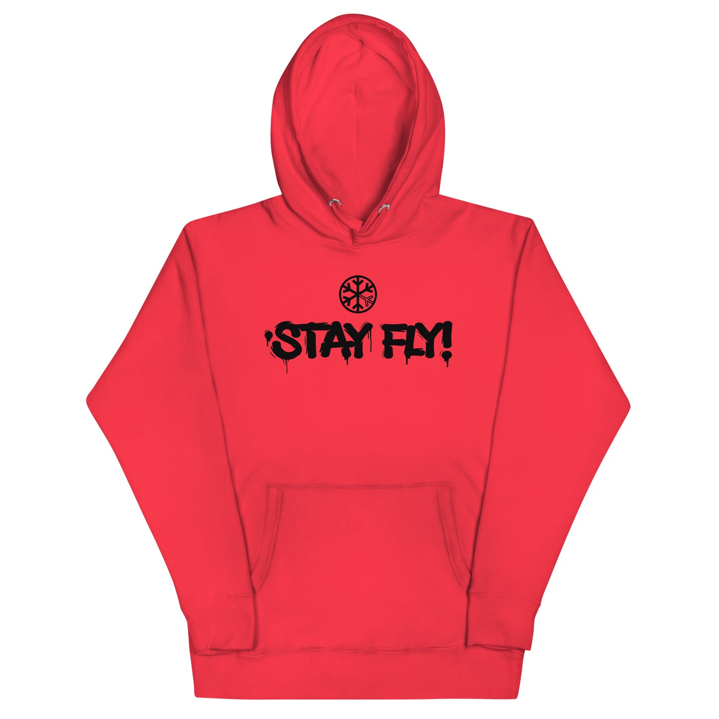 Red-Stay Fly Graffiti Tag Hoodie from B.Different Clothing, front view, graffiti-inspired streetwear