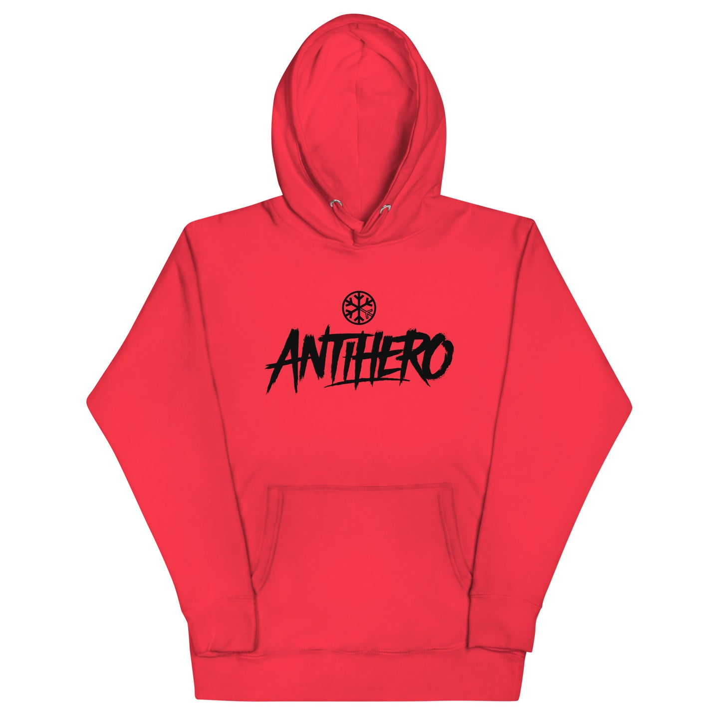 Red-Antihero Graffiti Tag Hoodie from B.Different Clothing, front view, graffiti-inspired streetwear