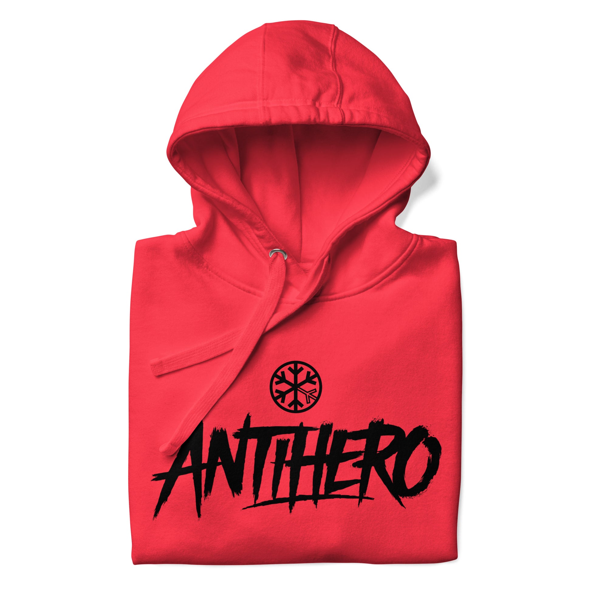 Red-Antihero Graffiti Tag Hoodie from B.Different Clothing, folded, graffiti-inspired streetwear