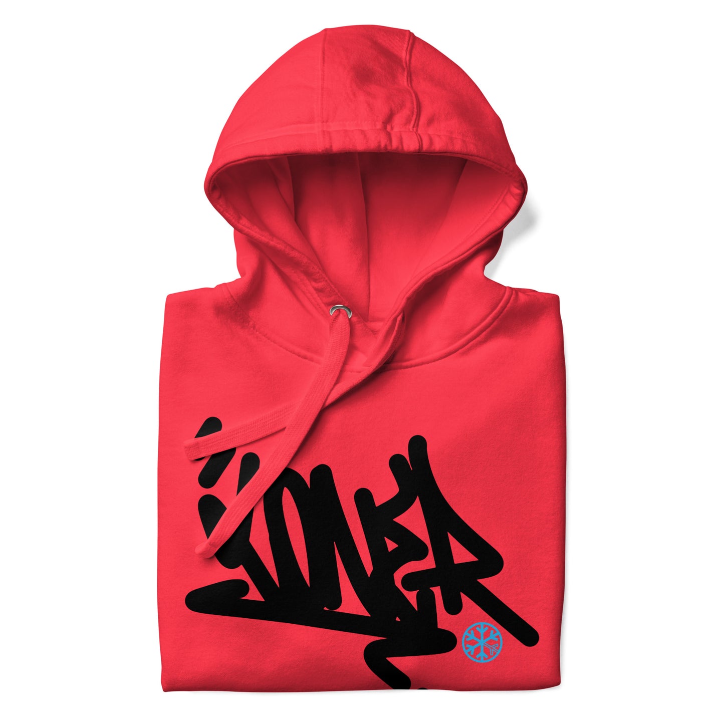 Red-Loner Graffiti Tag Hoodie from B.Different Clothing, folded, graffiti-inspired streetwear