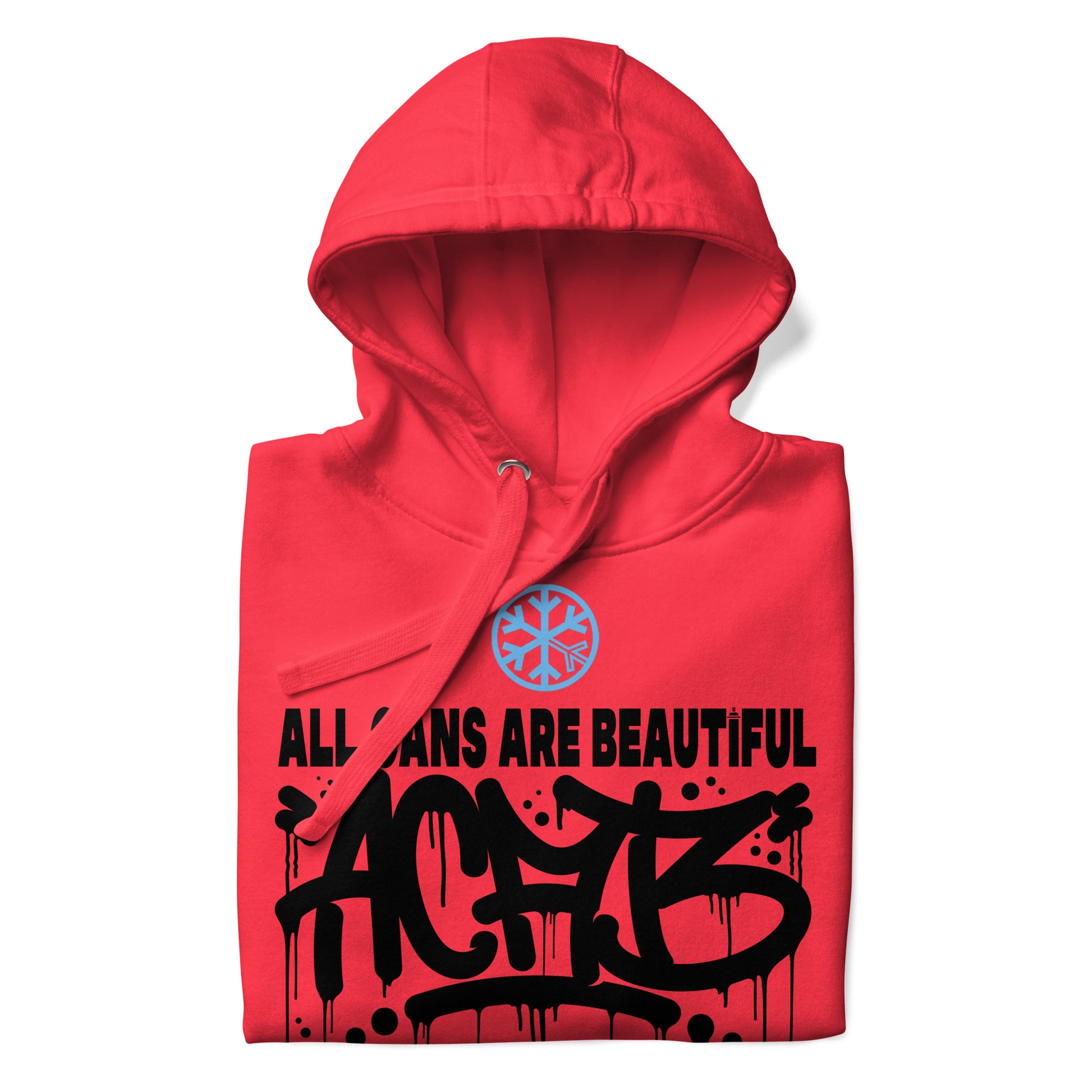 Red-Acab Graffiti Tag Hoodie from B.Different Clothing, folded, graffiti-inspired streetwear