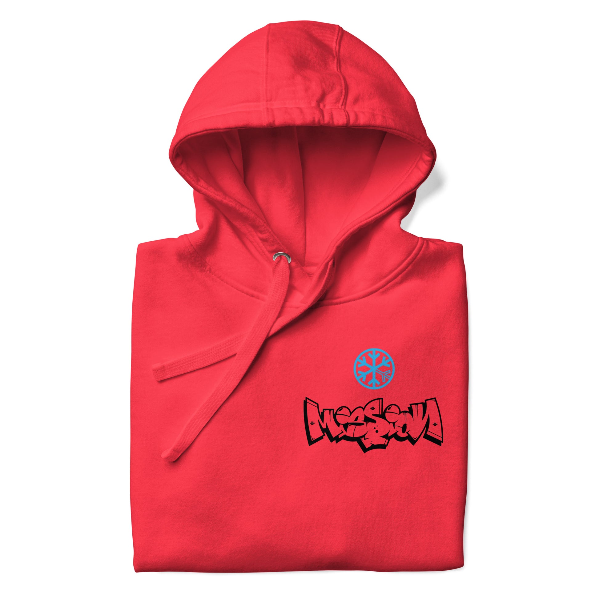 Red-Mission Graffiti Character Hoodie from B.Different Clothing, folded, graffiti-inspired streetwear