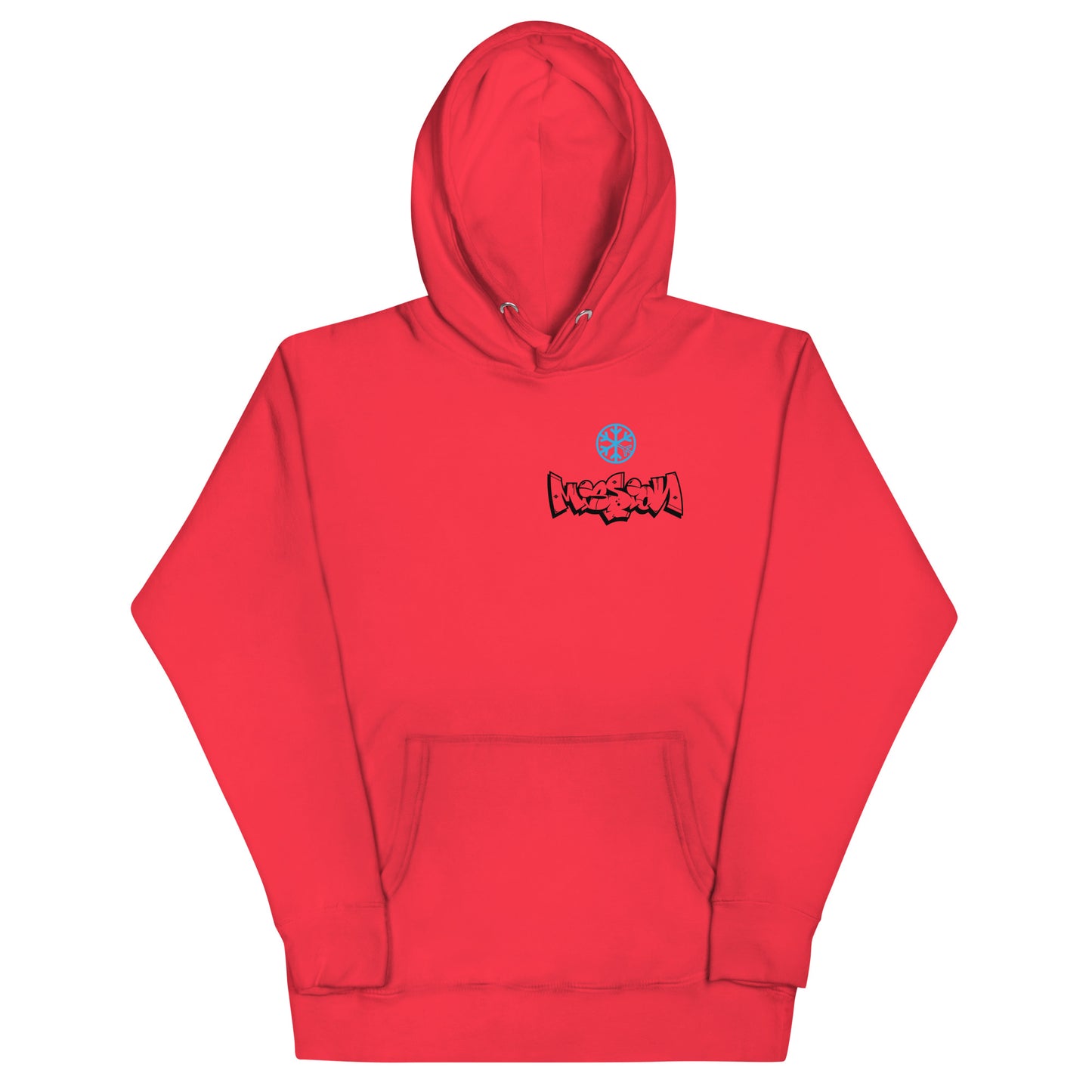 Red-Mission Graffiti Character Hoodie from B.Different Clothing, front view, graffiti-inspired streetwear