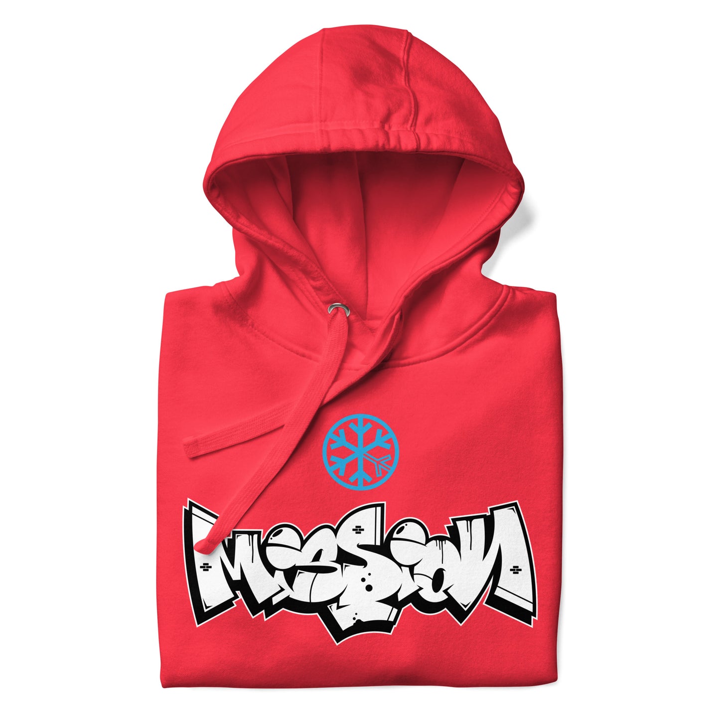Red-Mission Graffiti Piece Hoodie from B.Different Clothing, folded, graffiti-inspired streetwear