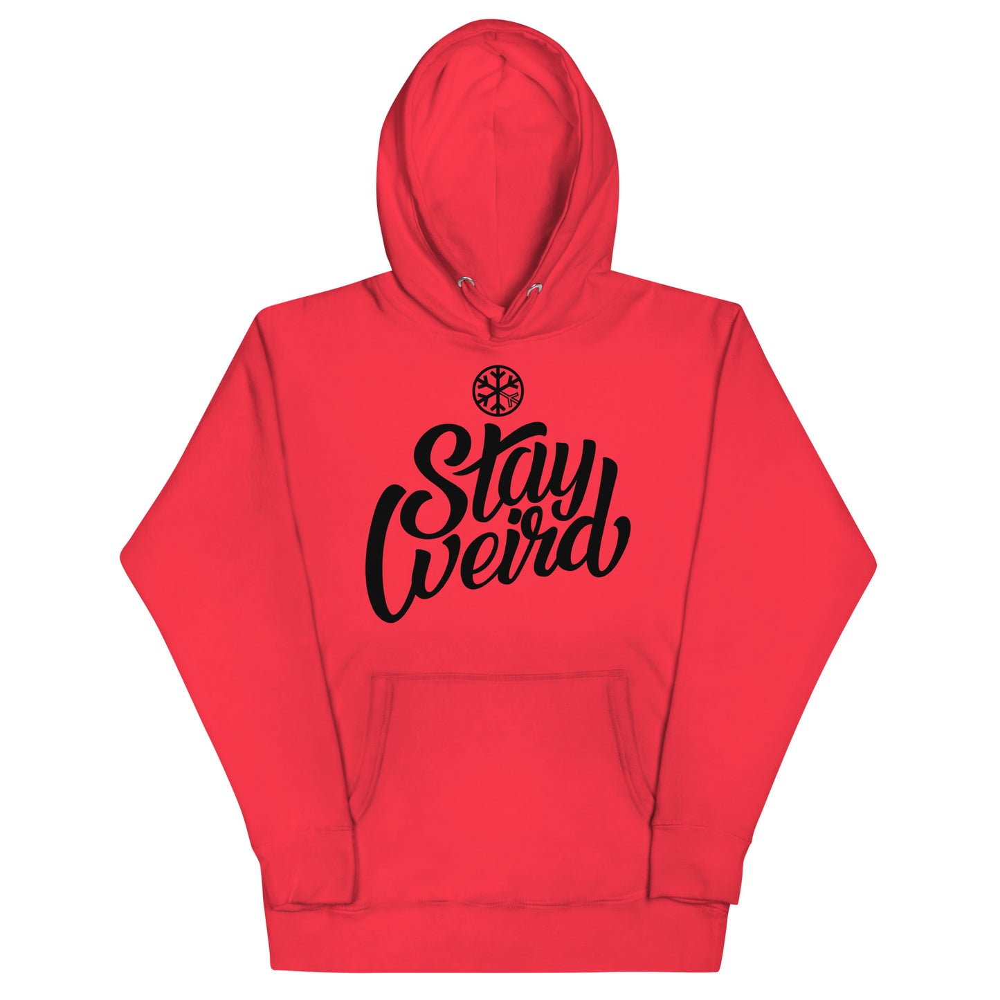 Red-Stay Weird Hoodie from B.Different Clothing, front view, graffiti-inspired streetwear