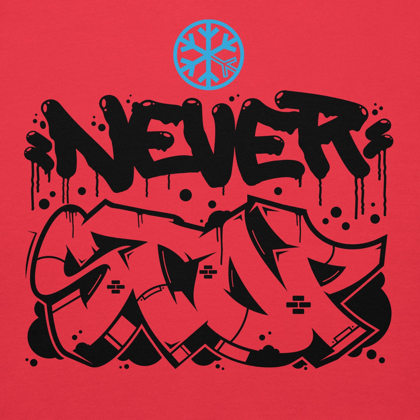 Red-Never Stop Graffiti Piece Hoodie from B.Different Clothing, graphic, graffiti-inspired streetwear