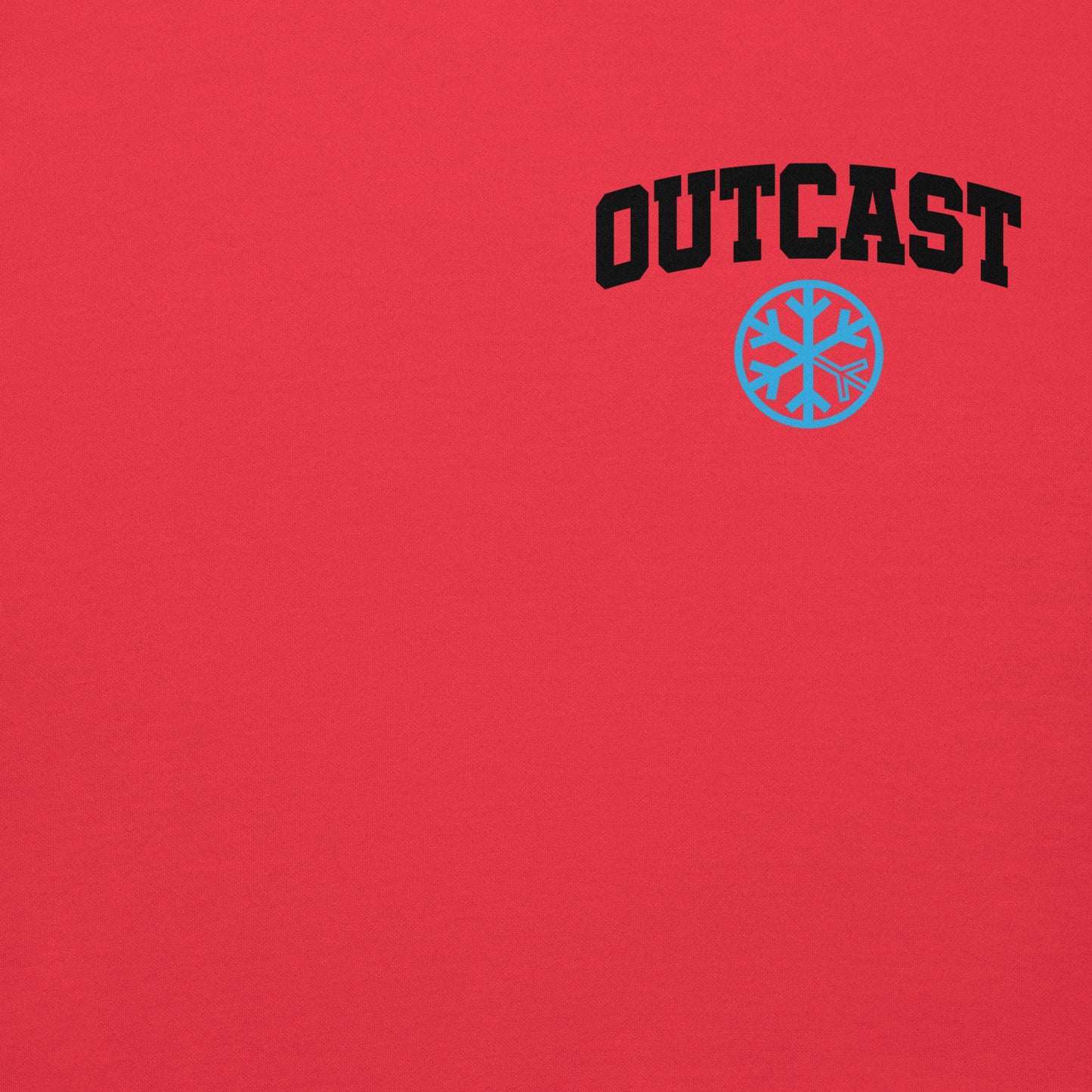 Red-Outcast Graffiti Character Hoodie from B.Different Clothing, front graphic, graffiti-inspired streetwear