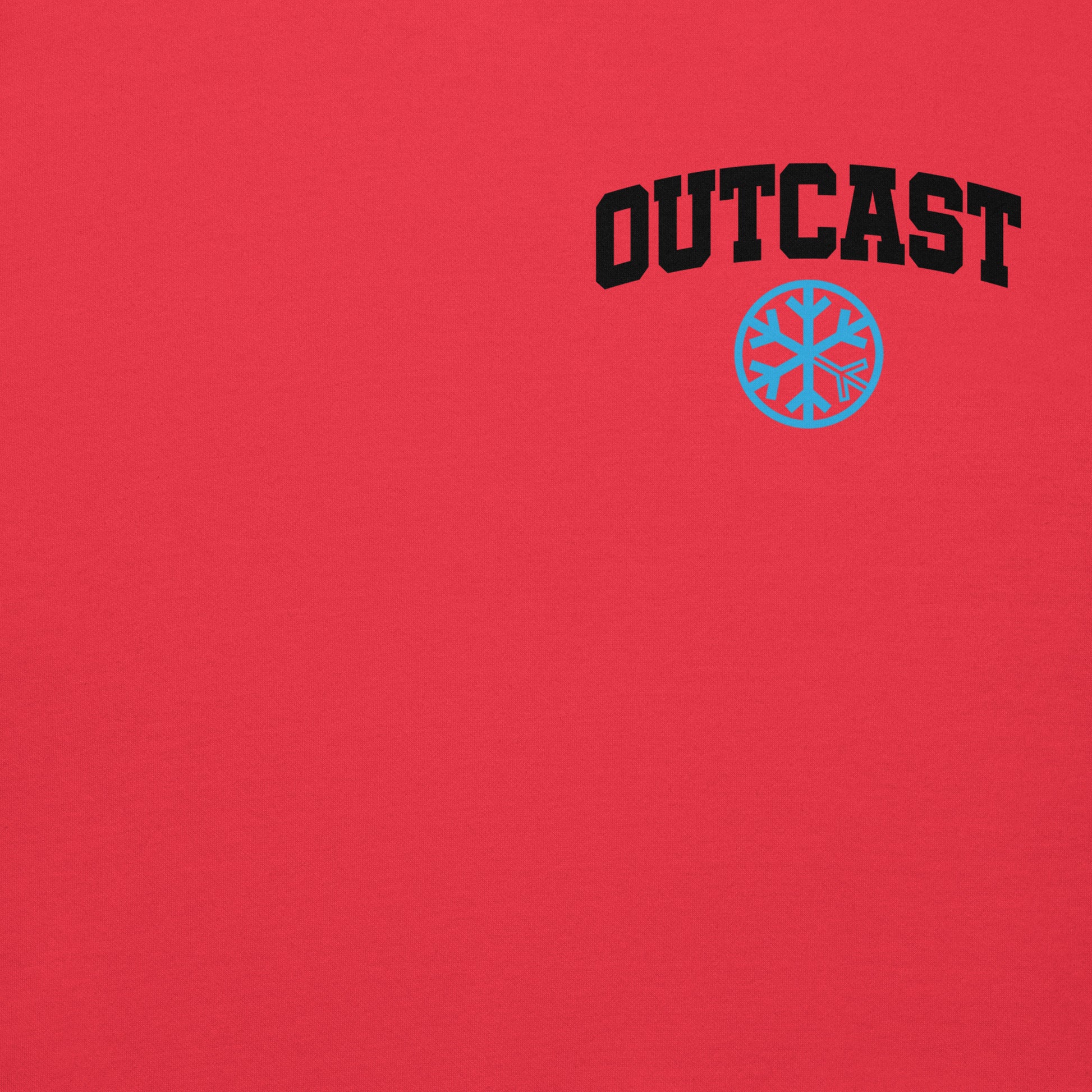 Red-Outcast Graffiti Character Hoodie from B.Different Clothing, front graphic, graffiti-inspired streetwear