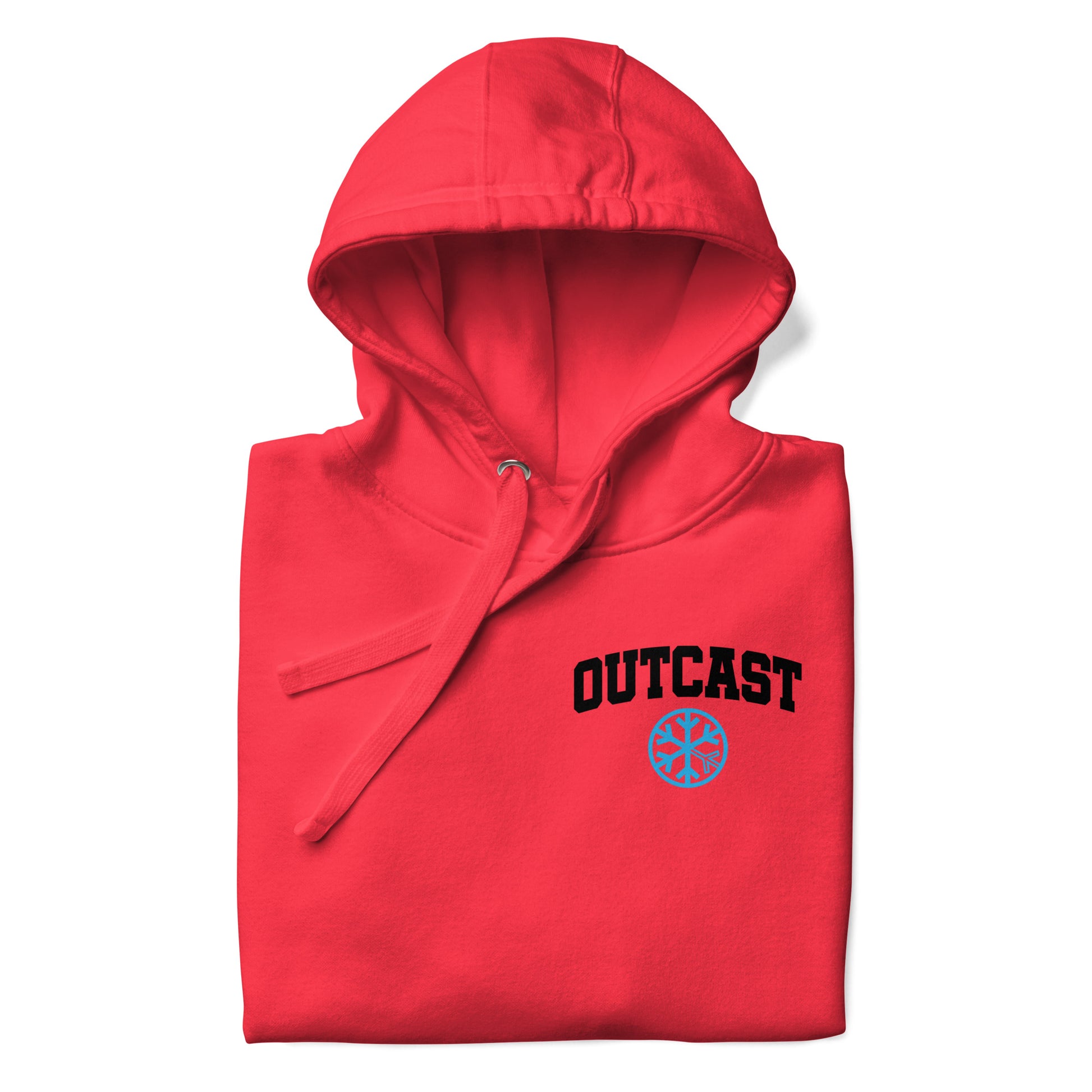 Red-Outcast Graffiti Character Hoodie from B.Different Clothing, folded, graffiti-inspired streetwear