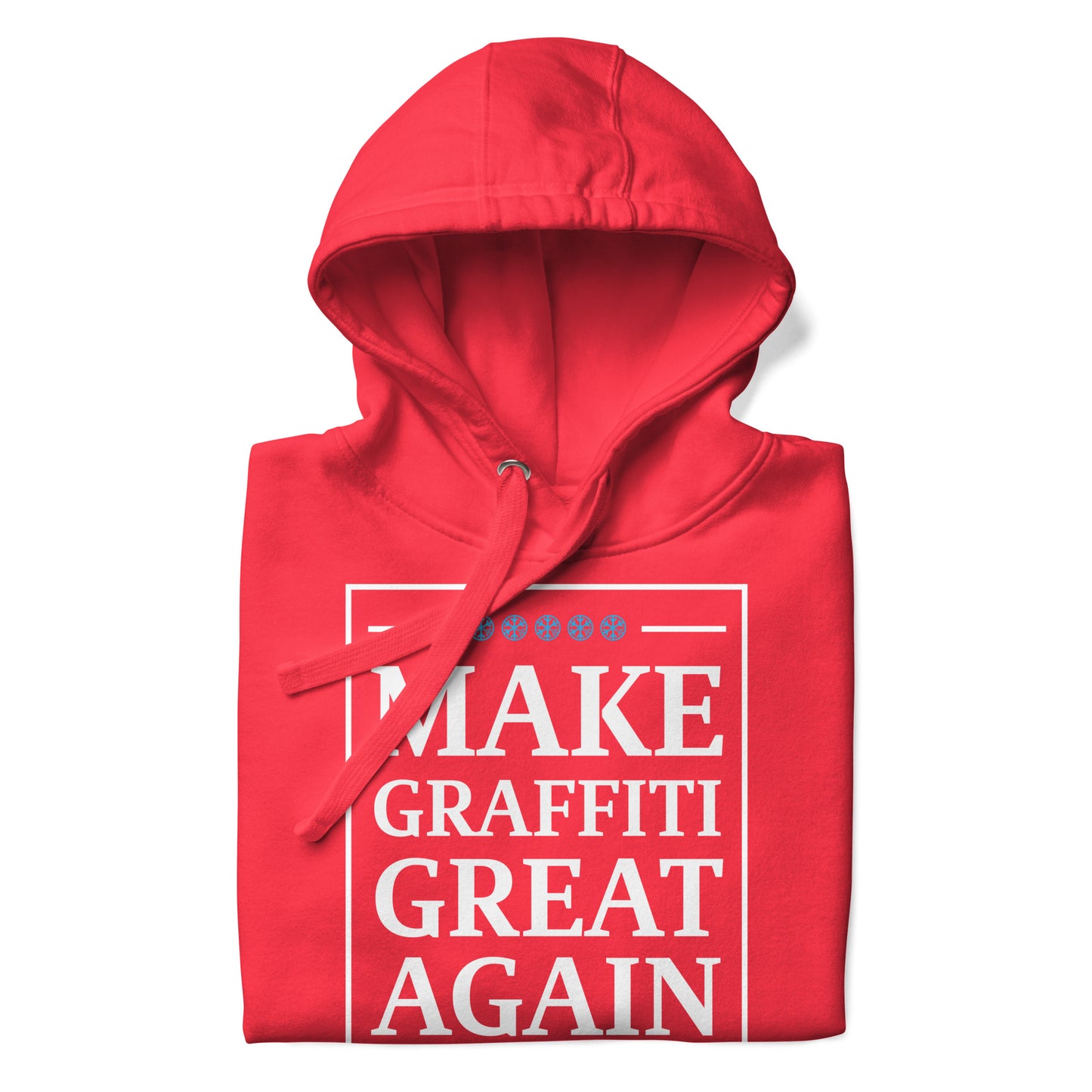 Red-Make Graffiti Great Again Hoodie from B.Different Clothing, folded, graffiti-inspired streetwear