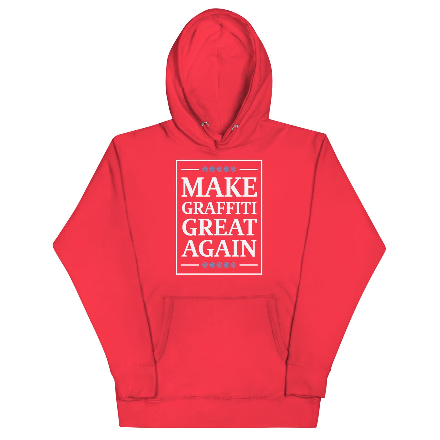 Red-Make Graffiti Great Again Hoodie from B.Different Clothing, front view, graffiti-inspired streetwear