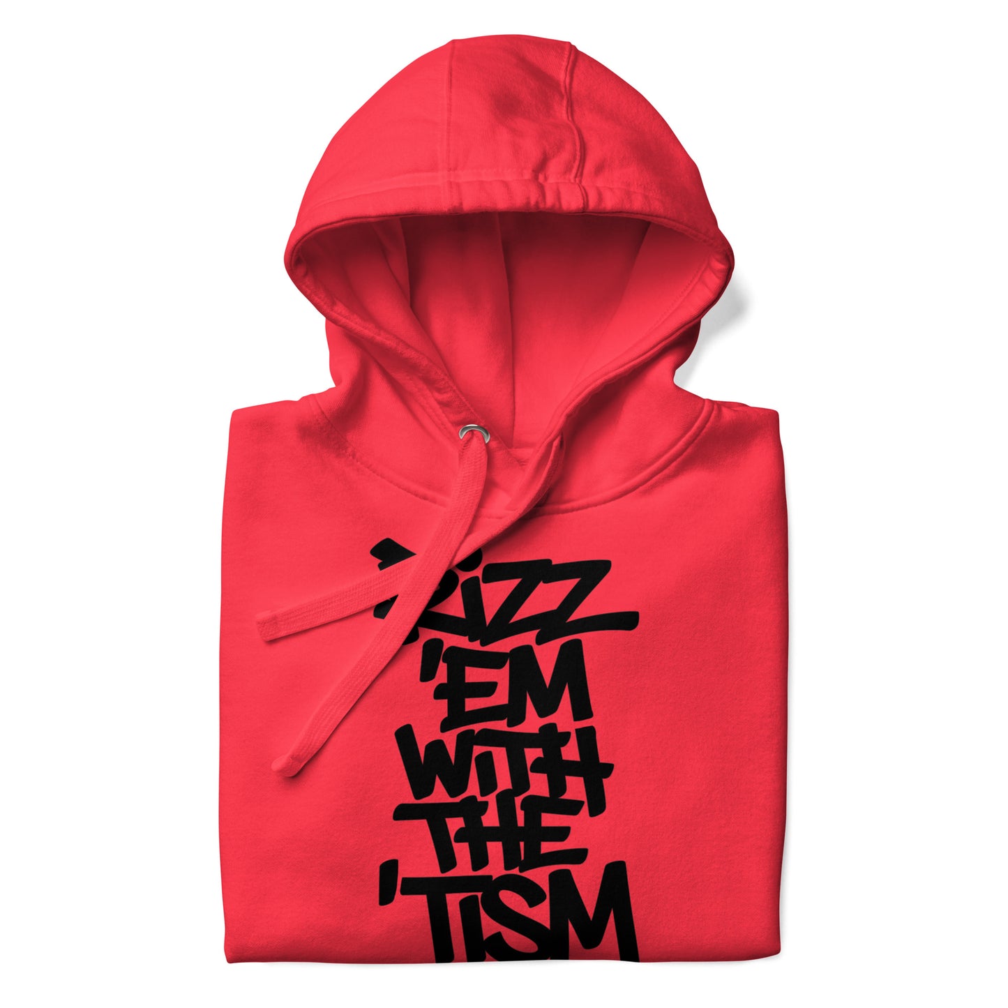 Red-Rizz 'Em With The 'Tism Graffiti Hoodie from B.Different Clothing, folded, graffiti-inspired streetwear