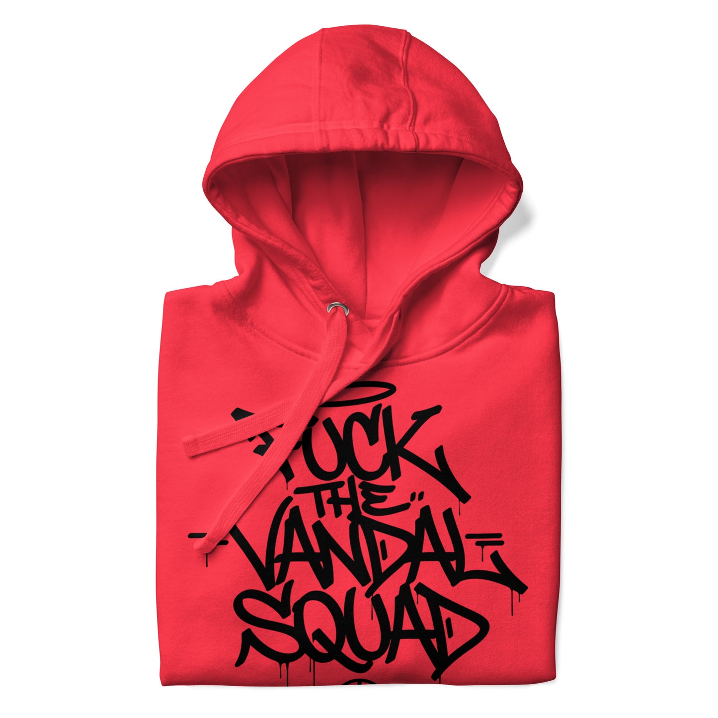 Red-Fuck The Vandal Squad Graffiti Hoodie from B.Different Clothing, folded, graffiti-inspired streetwear