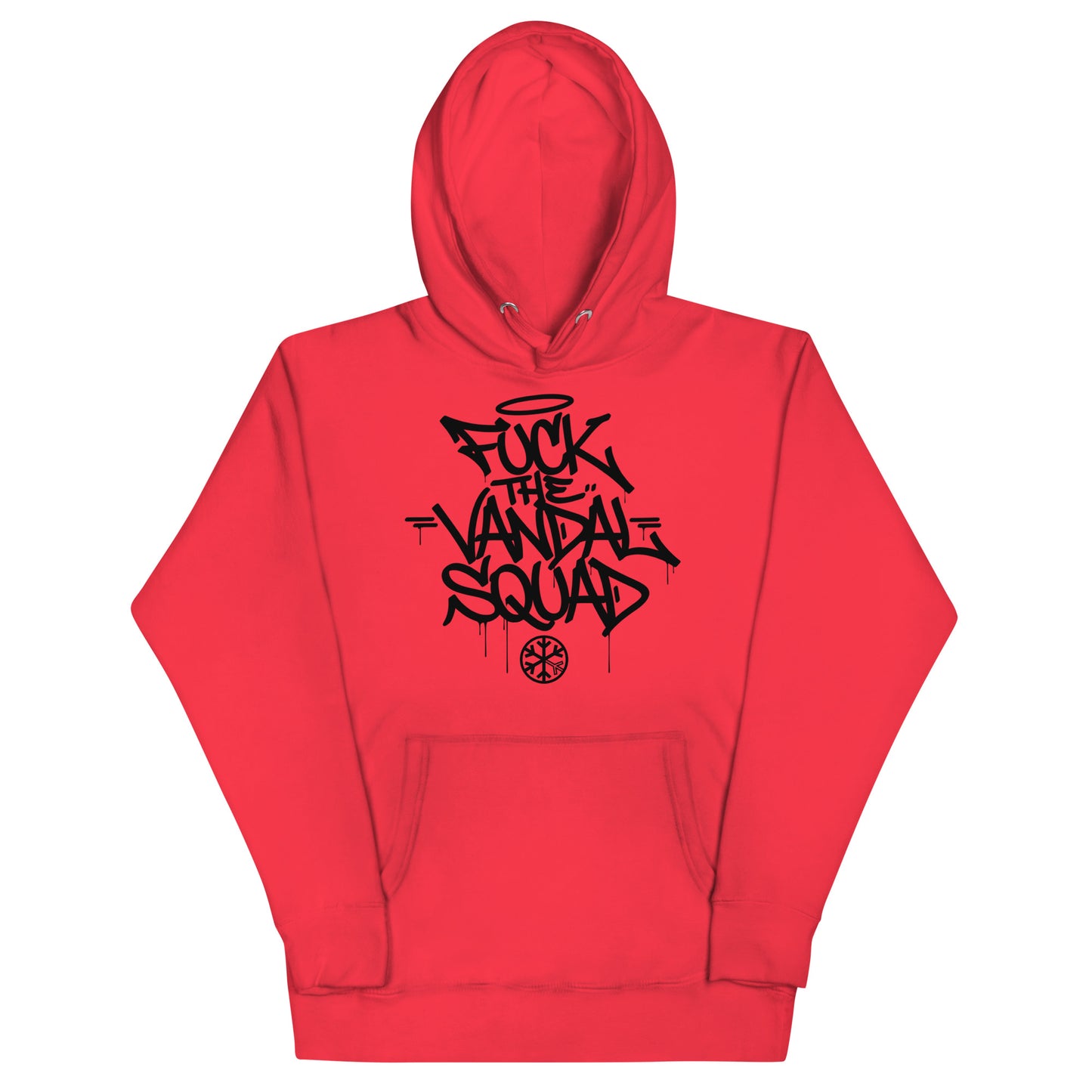 Red-Fuck The Vandal Squad Graffiti Hoodie from B.Different Clothing, front view, graffiti-inspired streetwear