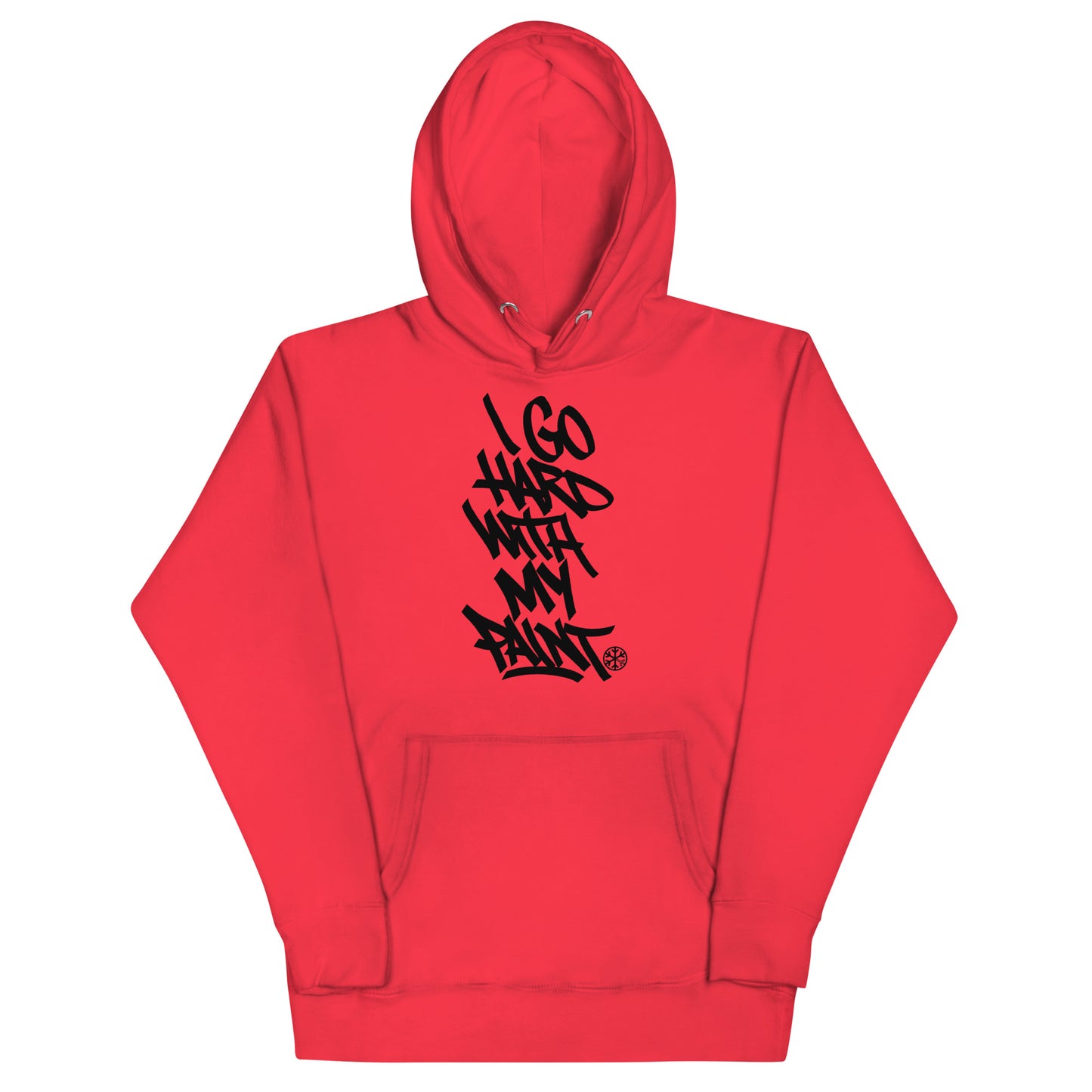 Red-I Go Hard With My Paint Graffiti Hoodie from B.Different Clothing, front view, graffiti-inspired streetwear