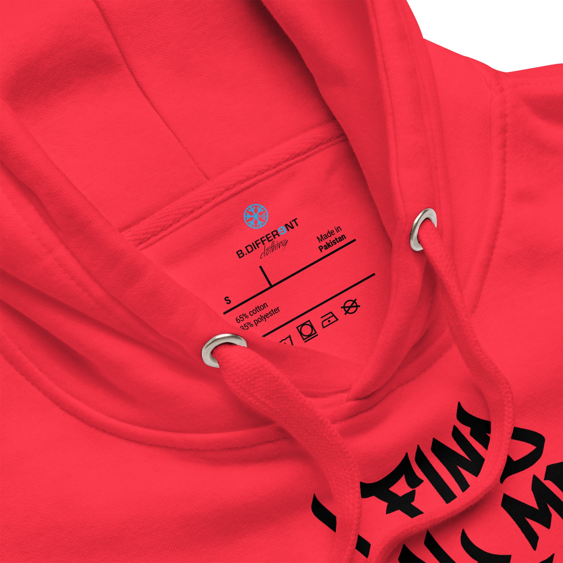 Red-Social Media Graffiti Tag Hoodie from B.Different Clothing, collar, graffiti-inspired streetwear