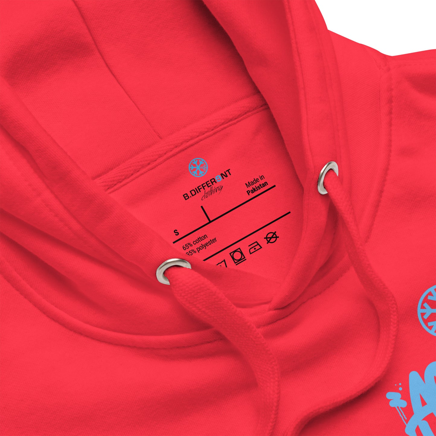 Red-ACAB Graffiti Character Hoodie from B.Different Clothing, collar, graffiti-inspired streetwear