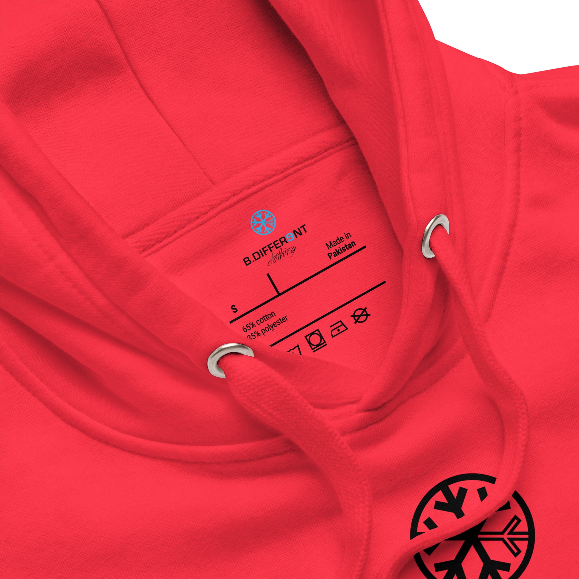 Red-Stay Fly Graffiti Tag Hoodie from B.Different Clothing, collar, graffiti-inspired streetwear