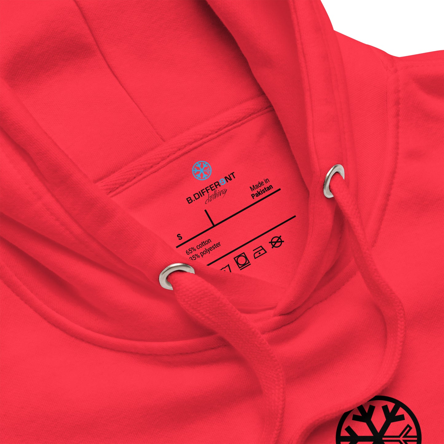 Red-Antihero Graffiti Tag Hoodie from B.Different Clothing, collar, graffiti-inspired streetwear