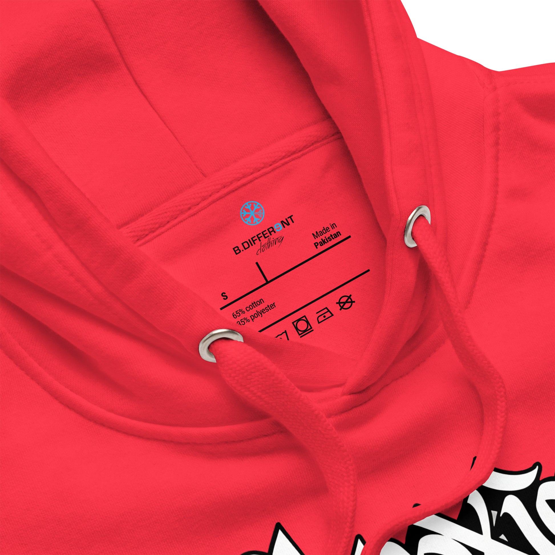 Red-Obnoxious Freak Graffiti Hoodie from B.Different Clothing, collar, graffiti-inspired streetwear