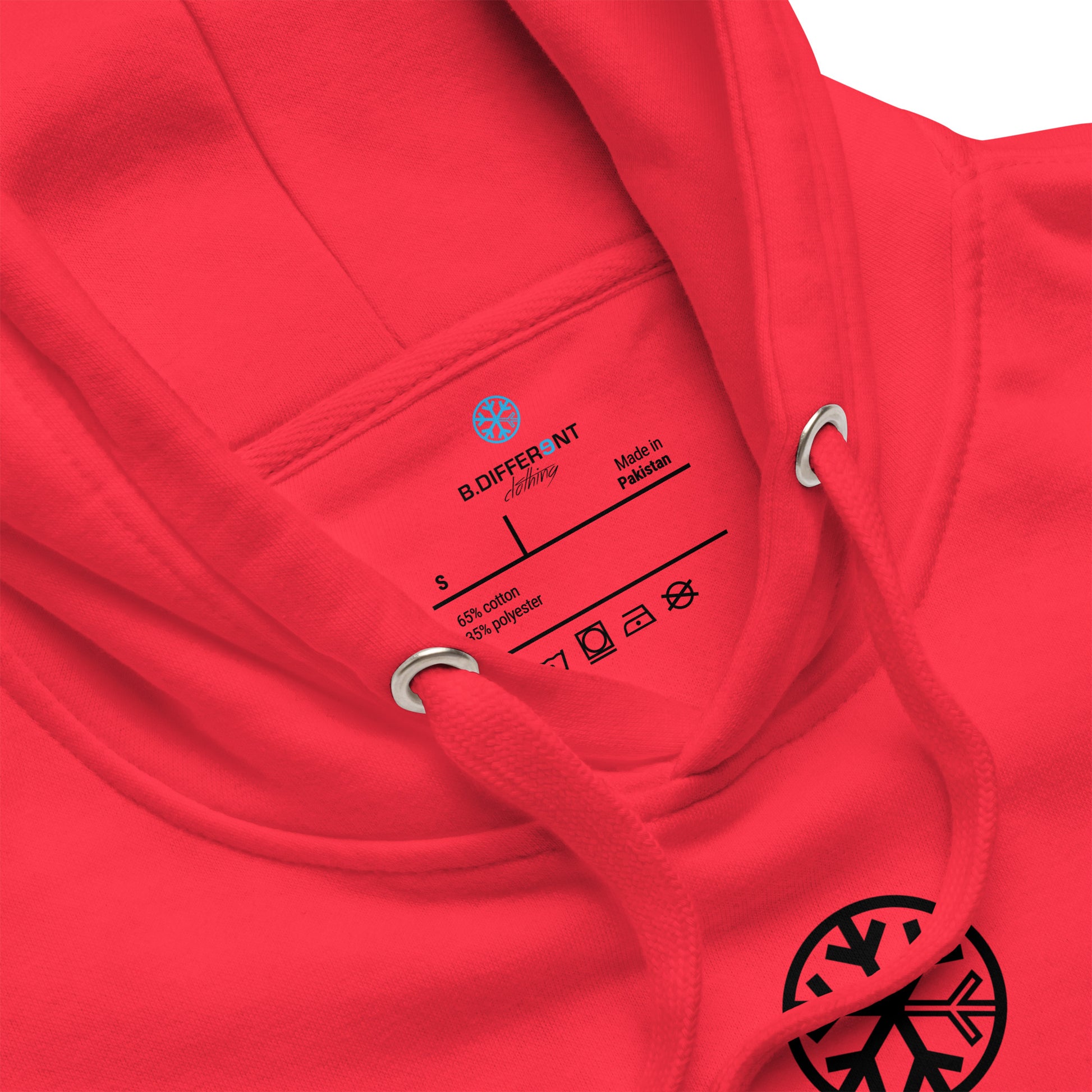 Red-Loony Graffiti Tag Hoodie from B.Different Clothing, collar, graffiti-inspired streetwear