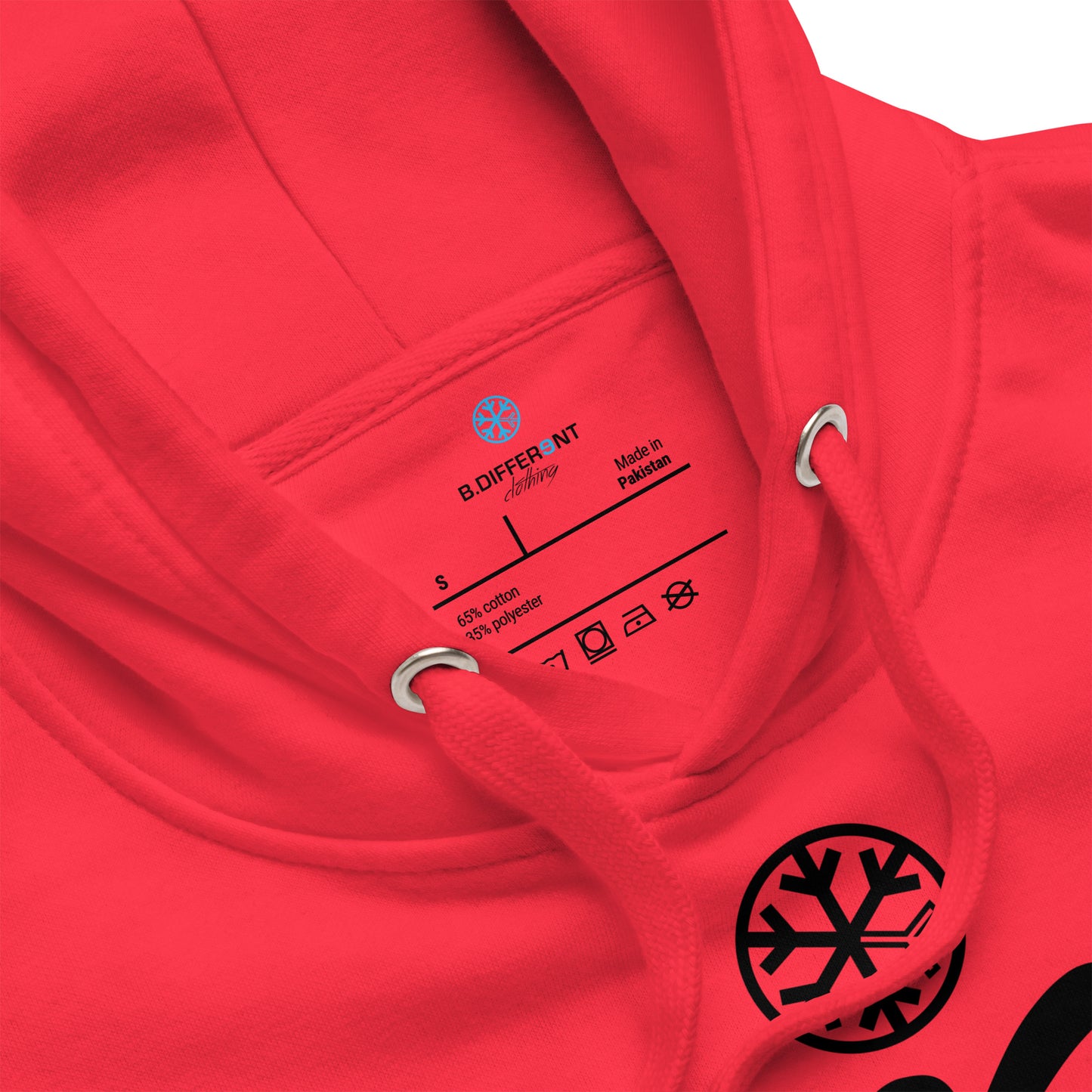 Red-Stay Weird Hoodie from B.Different Clothing, collar, graffiti-inspired streetwear