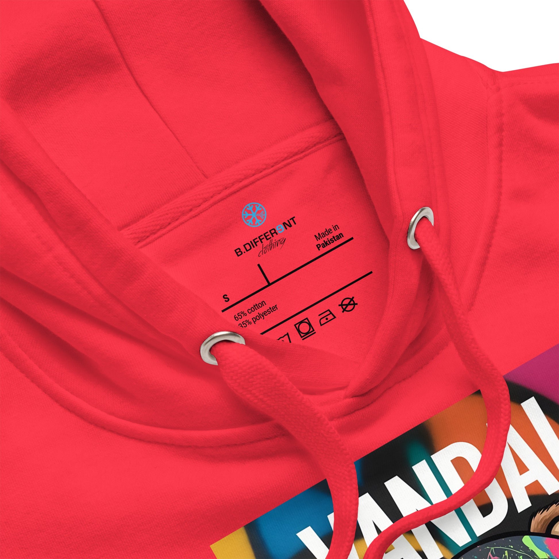 Red-Vandal Teddy Bear Graffiti Hoodie from B.Different Clothing, collar, graffiti-inspired streetwear