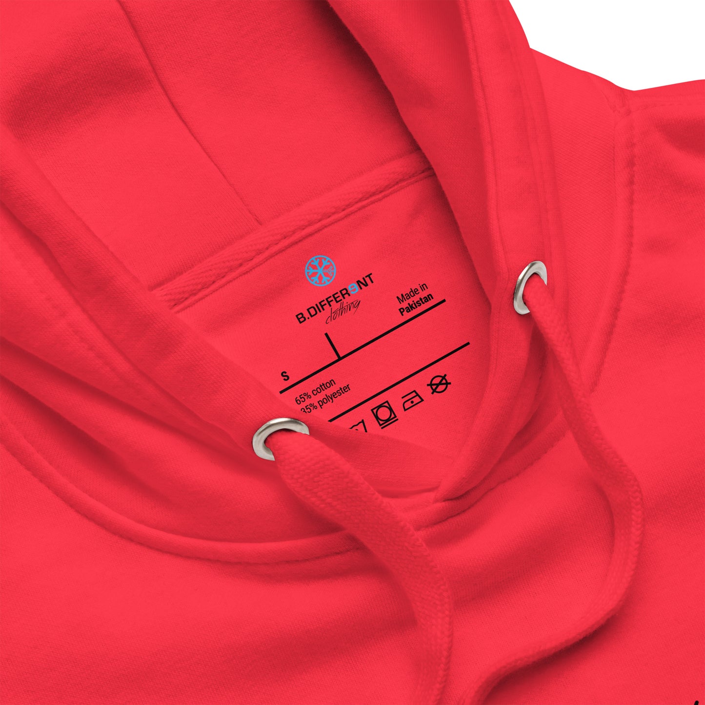 Red-Antisocial Graffiti Hollow Hoodie from B.Different Clothing, collar, graffiti-inspired streetwear