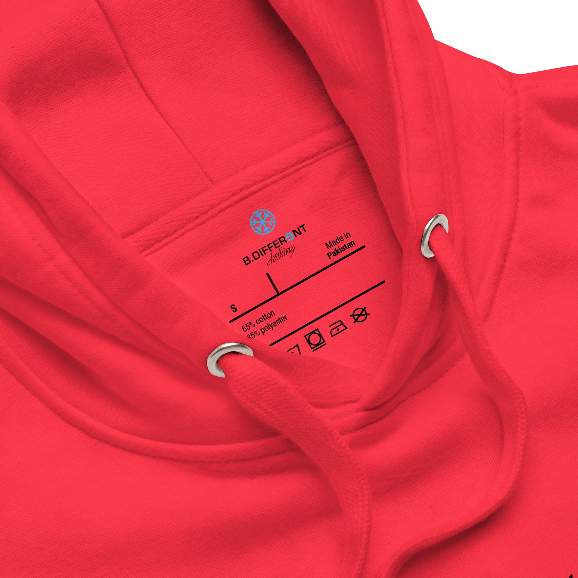 Red-Antisocial Graffiti Hollow Hoodie from B.Different Clothing, collar, graffiti-inspired streetwear