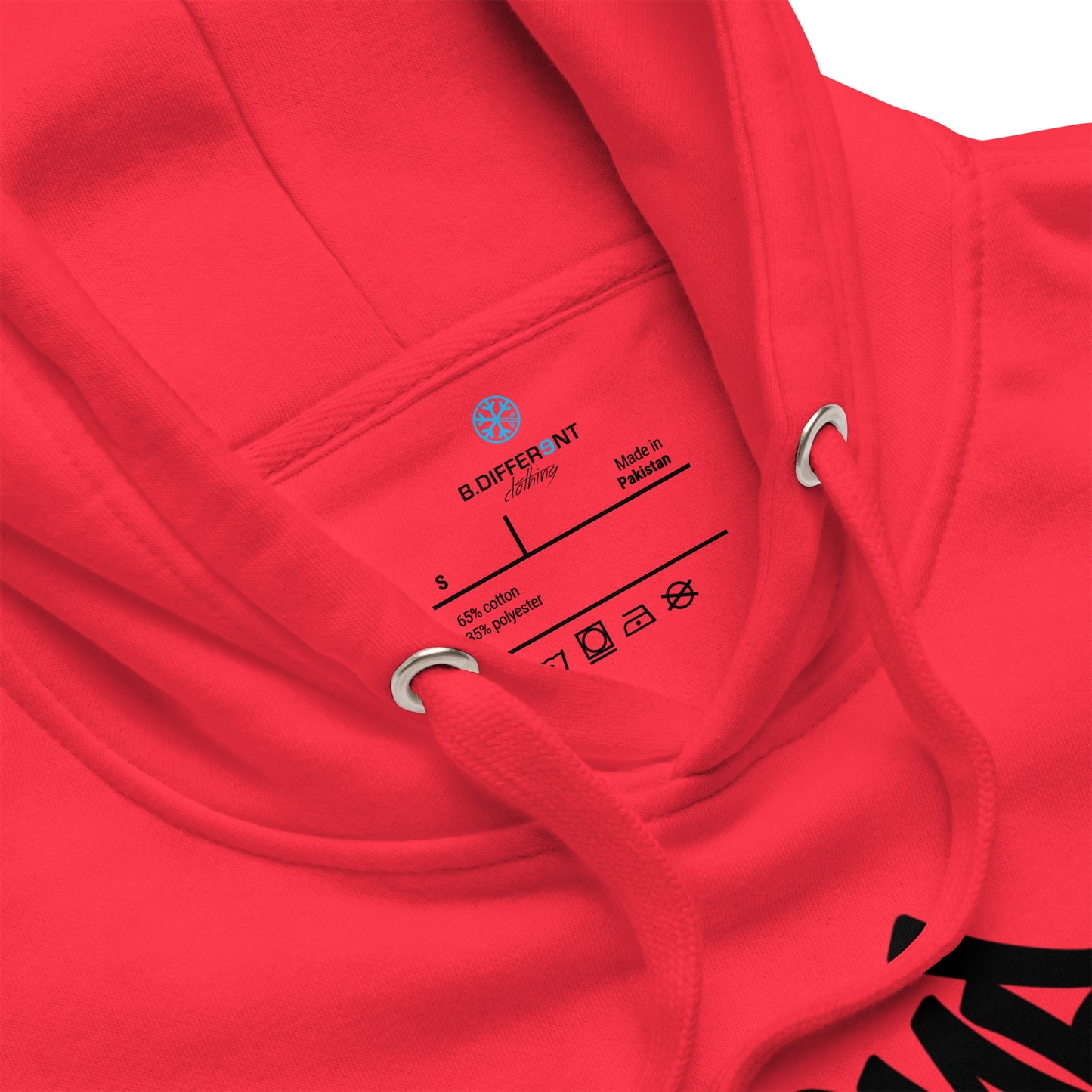 Red-Bomb The System Graffiti Hoodie from B.Different Clothing, collar, graffiti-inspired streetwear