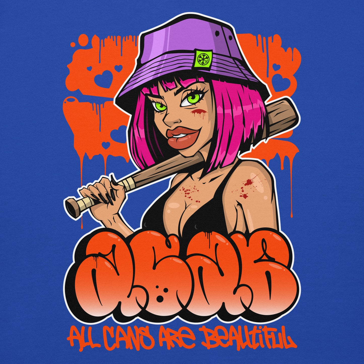 Blue-ACAB Girl Graffiti Hoodie from B.Different Clothing, graphic, graffiti-inspired streetwear