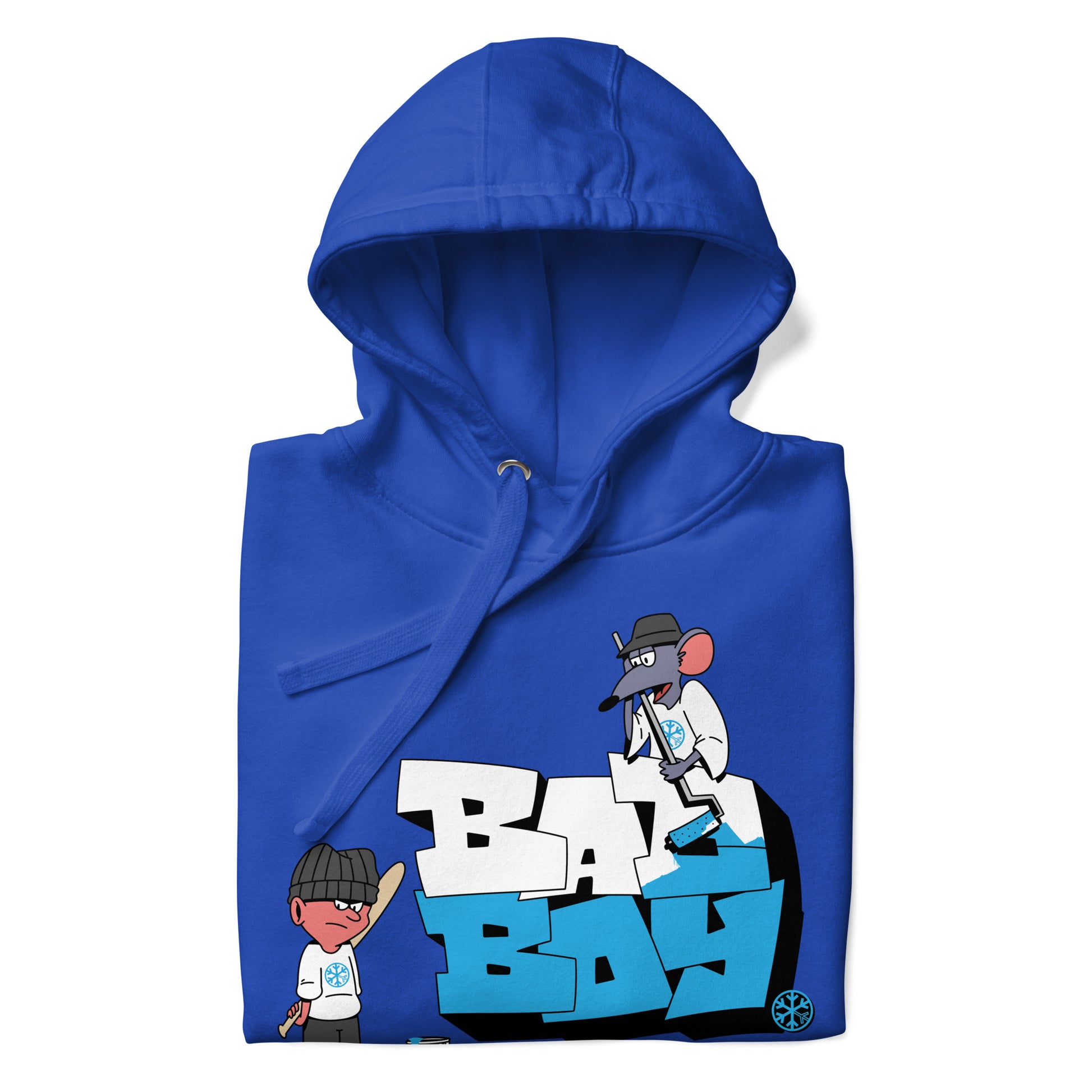 Blue-Bad Boy Graffiti Hoodie from B.Different Clothing, folded, graffiti-inspired streetwear